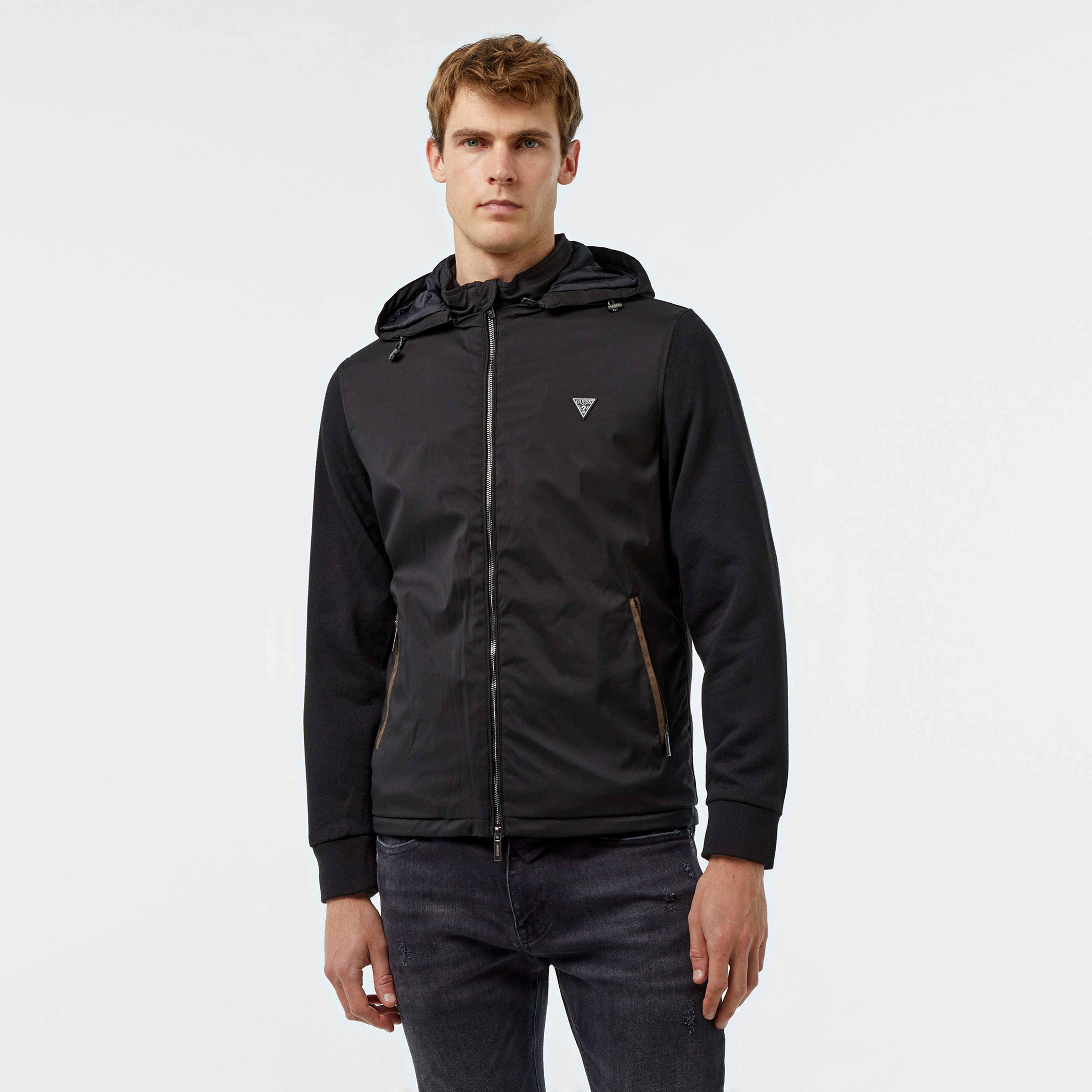 Guess Knitted Windbreaker Warm Touch 186 Erkek Siyah Rüzgarlık