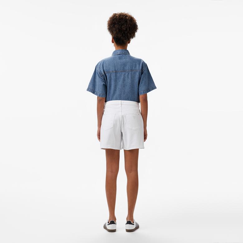 Guess Super Relaxed Short Eco Smokesack Pfd Kadın Beyaz Şort