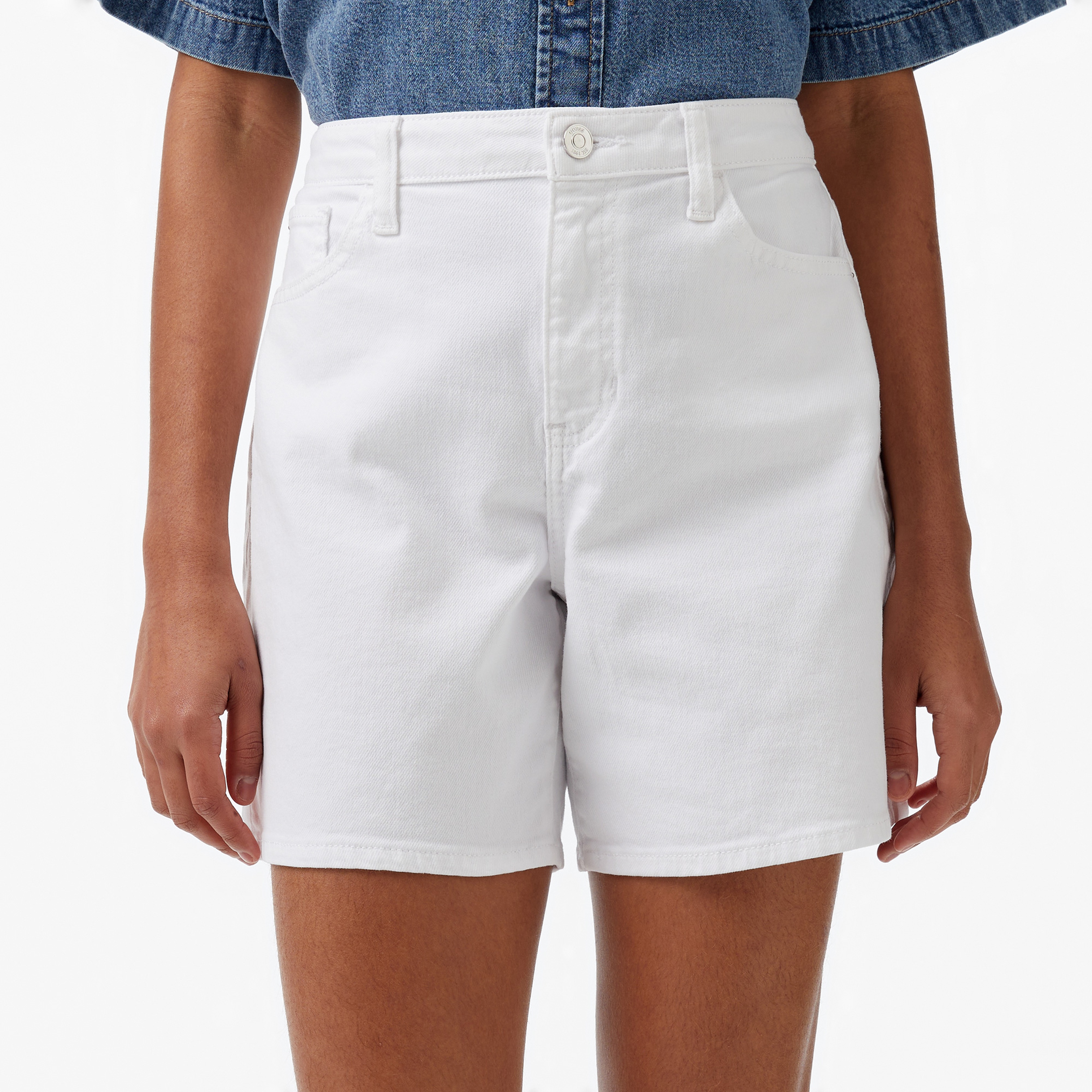 Guess Super Relaxed Short Eco Smokesack Pfd Kadın Beyaz Şort