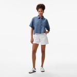 Guess Super Relaxed Short Eco Smokesack Pfd Kadın Beyaz Şort