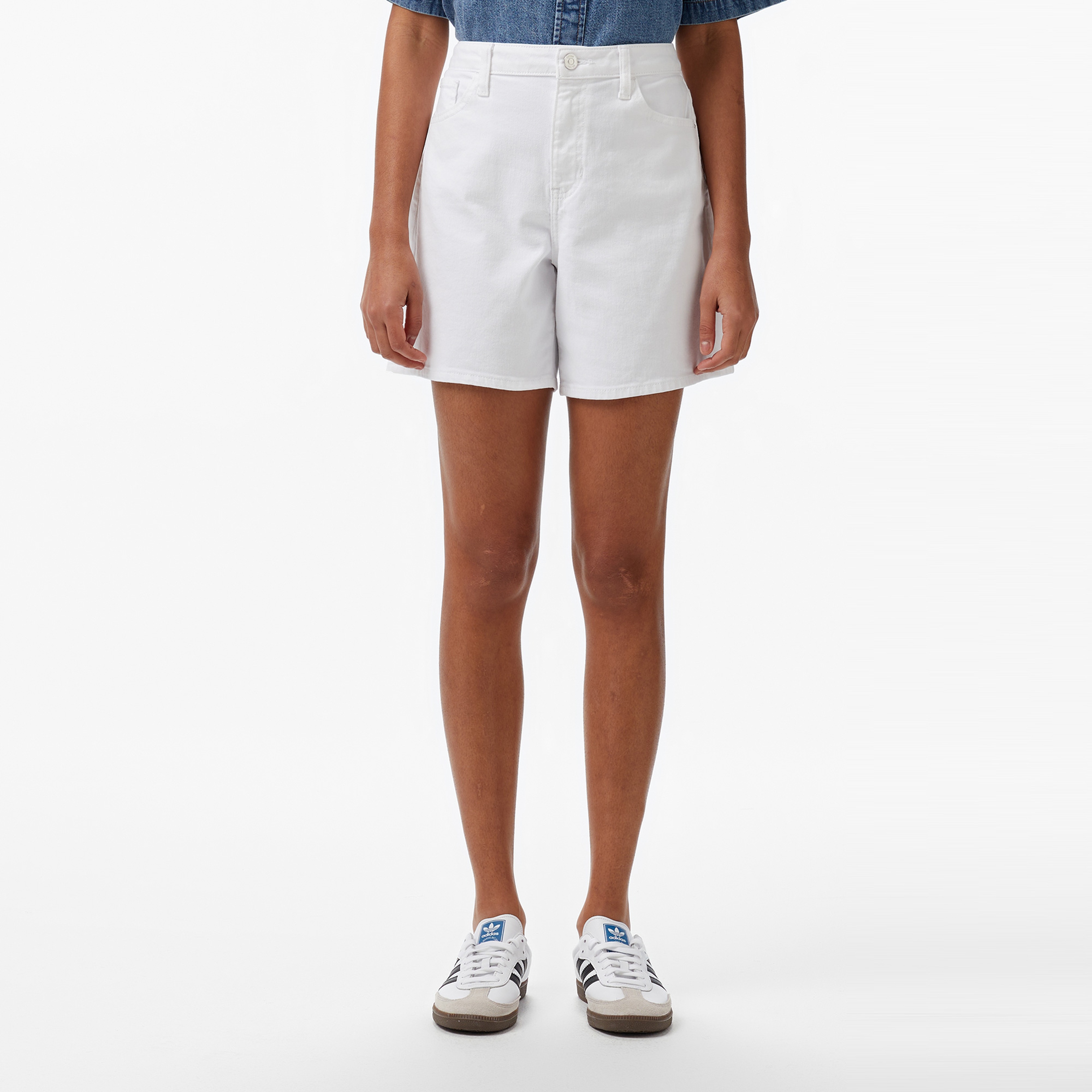 Guess Super Relaxed Short Eco Smokesack Pfd Kadın Beyaz Şort