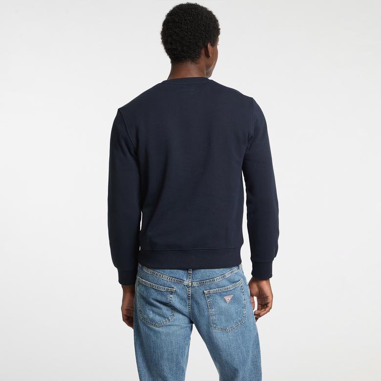 Guess Cnimllegiat Organic Iconic Terry 400 Erkek Lacivert Sweatshirt