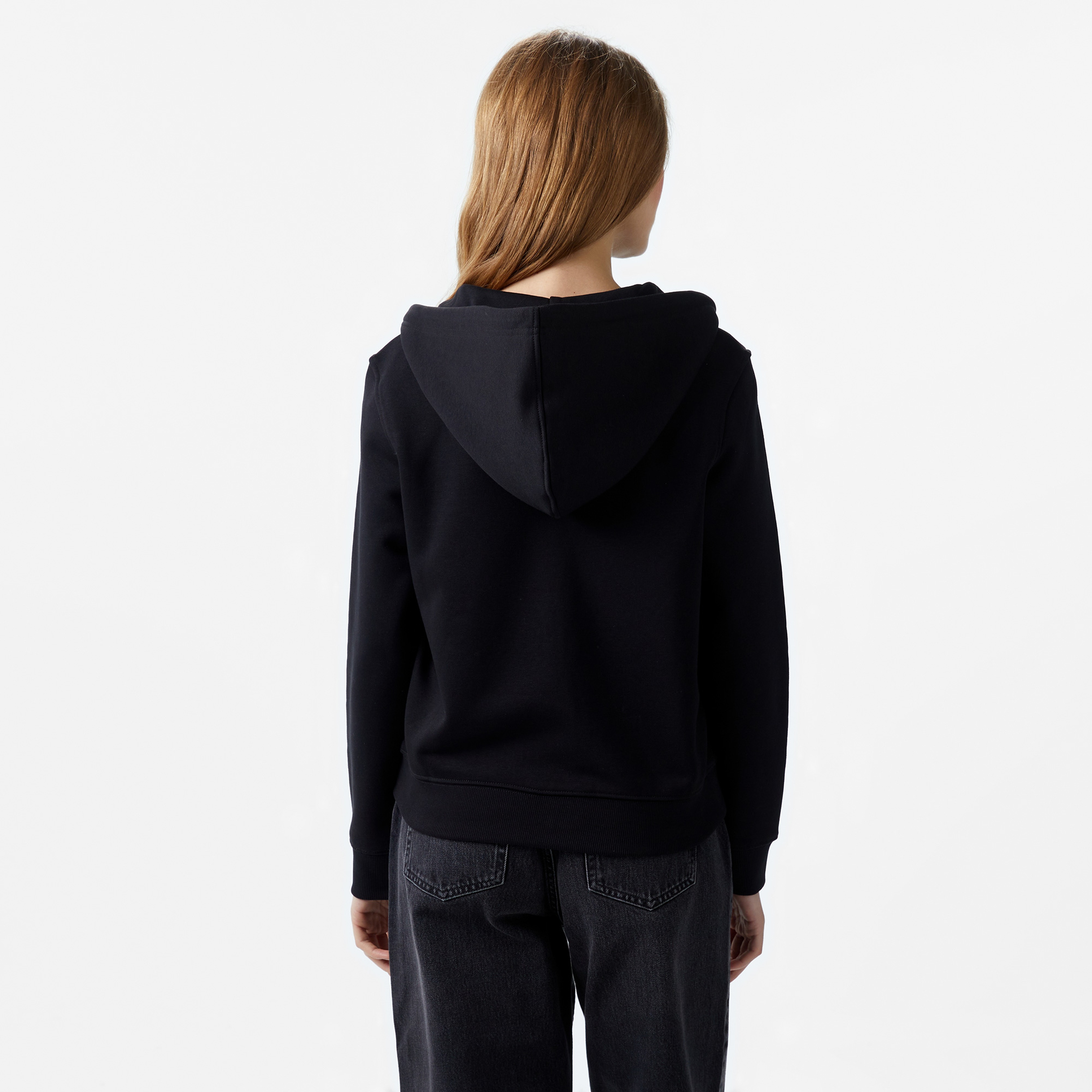 Guess Zip Hood Organic Soft Fleece 350 Kadın Siyah Sweatshirt