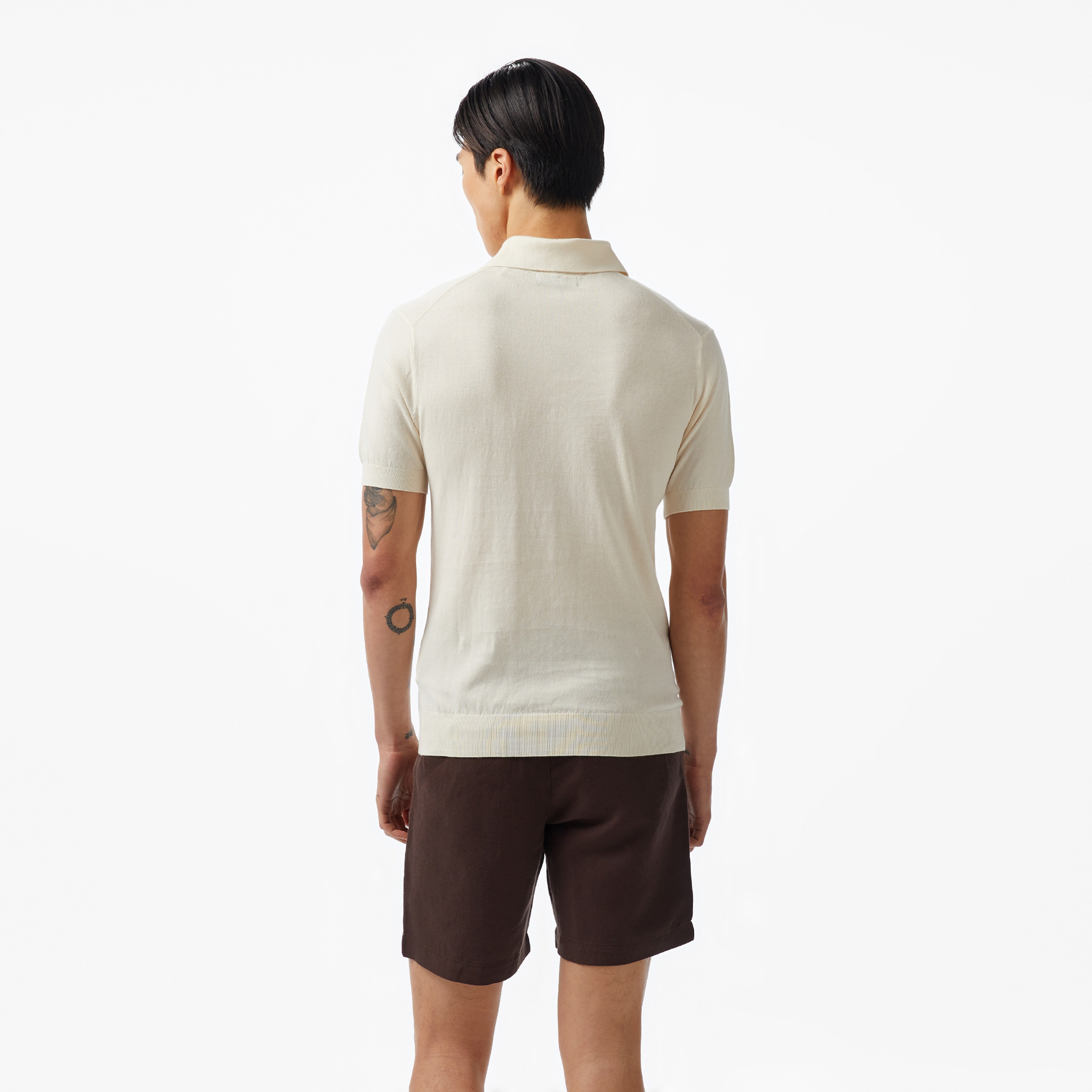 Guess Cree Washed Organic Silk Yarn Erkek Beyaz Triko