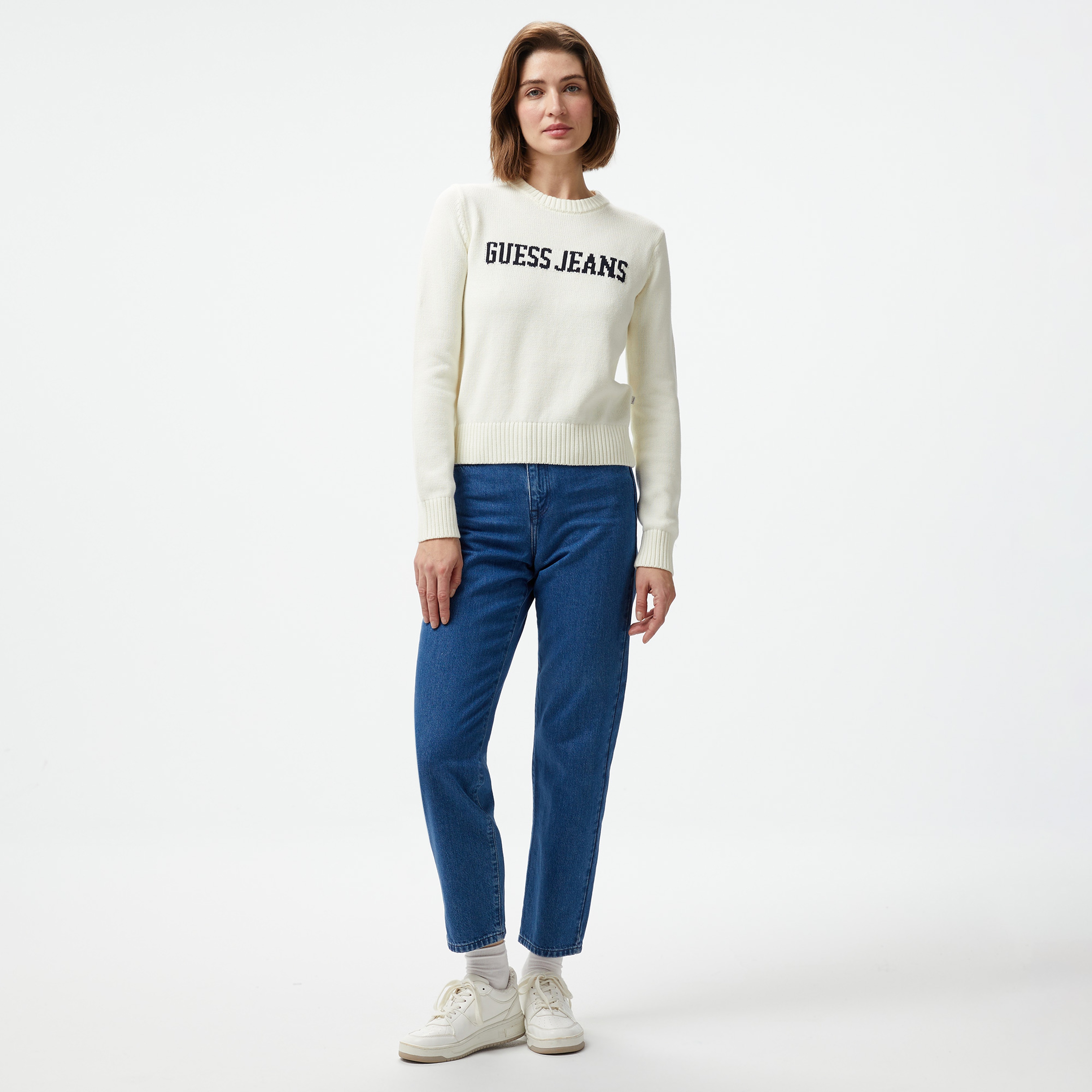 Guess Organic Cotton Genaration Yarn Kadın Beyaz Triko