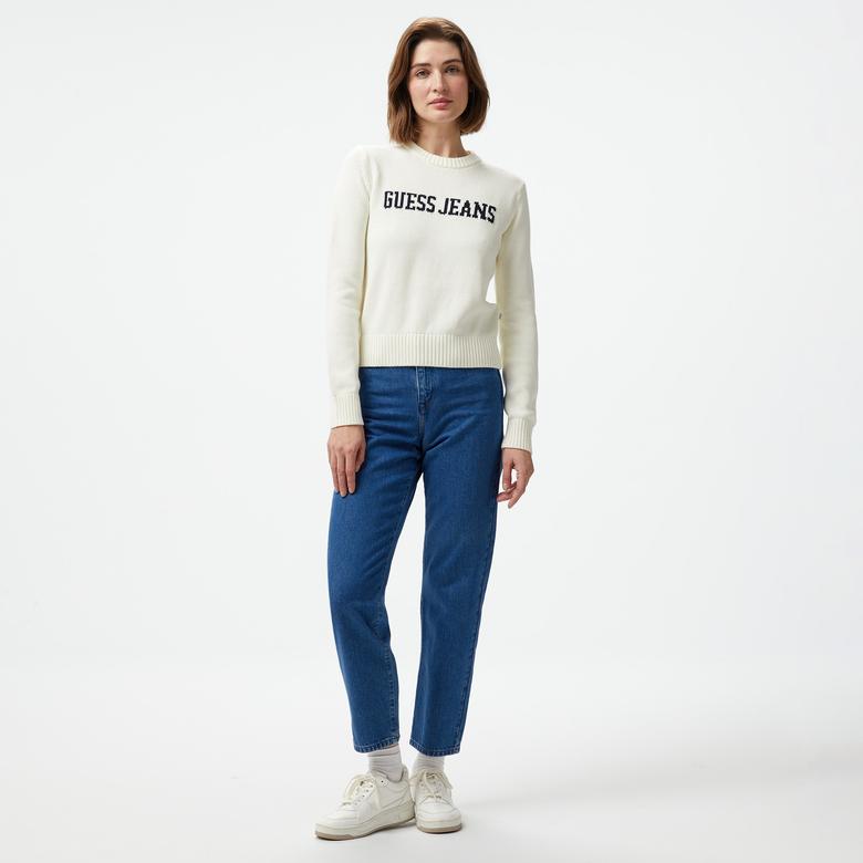 Guess Organic Cotton Genaration Yarn Kadın Beyaz Triko