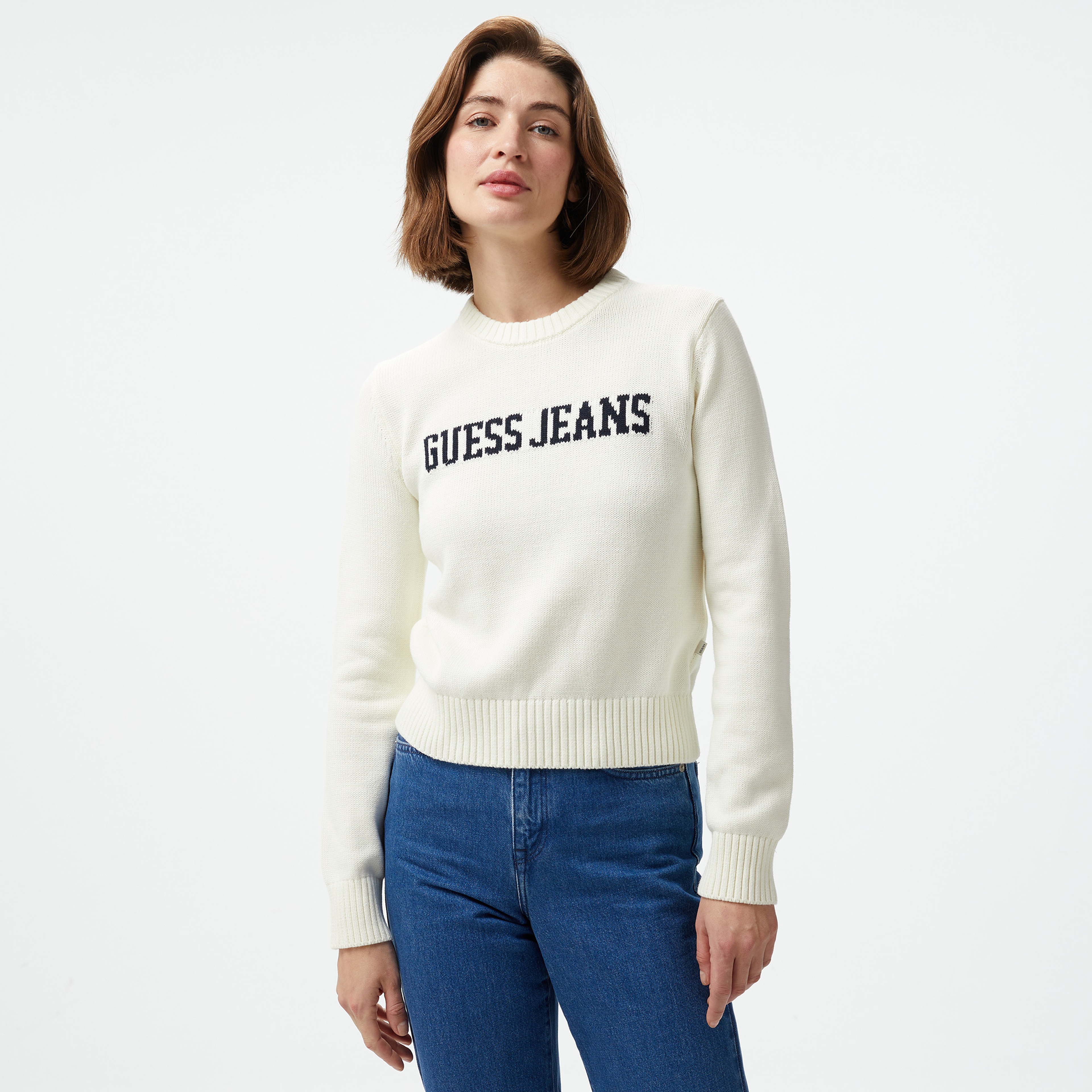 Guess Organic Cotton Genaration Yarn Kadın Beyaz Triko