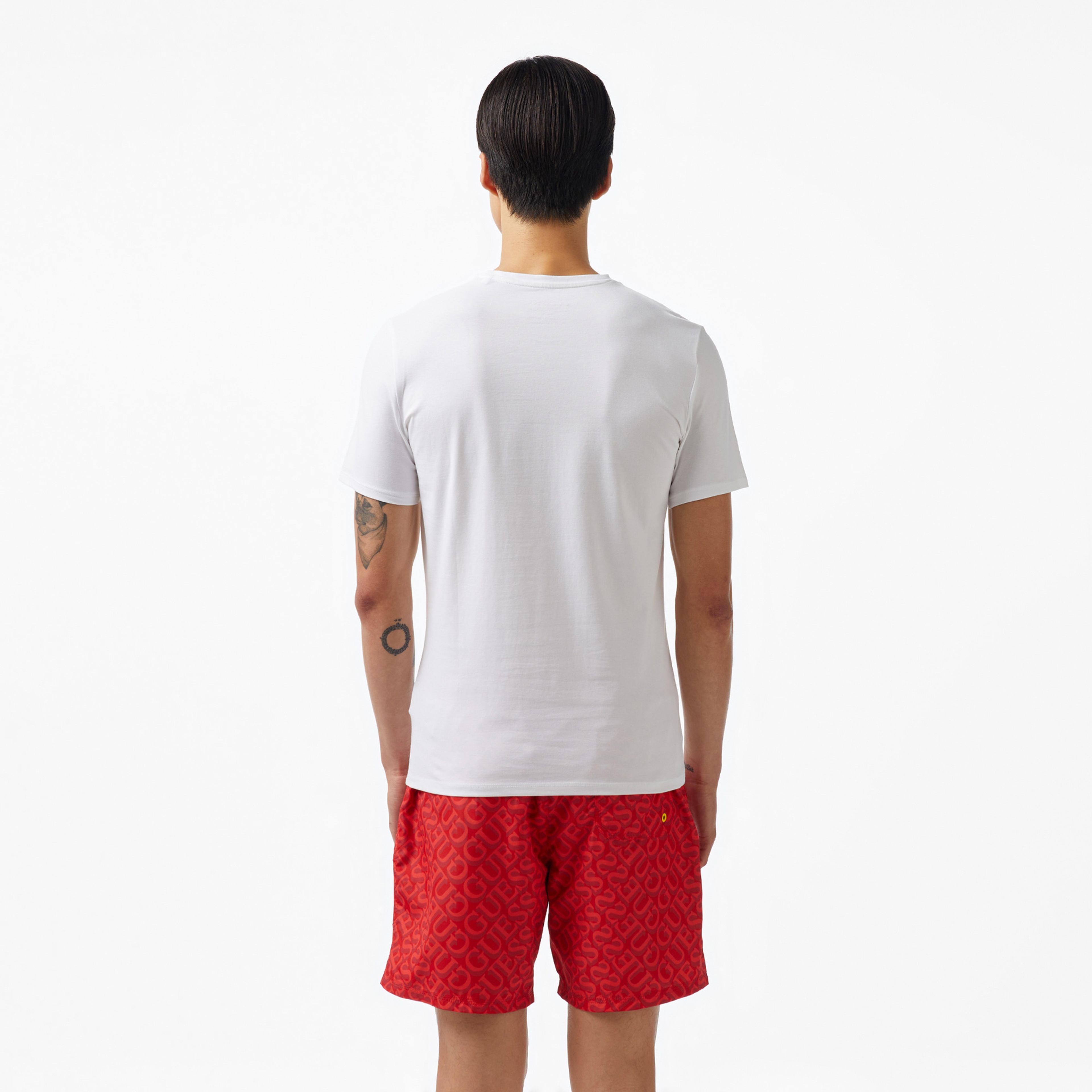 Guess Triangle Palm Mid Organic Stretch 180 Erkek Beyaz T-Shirt