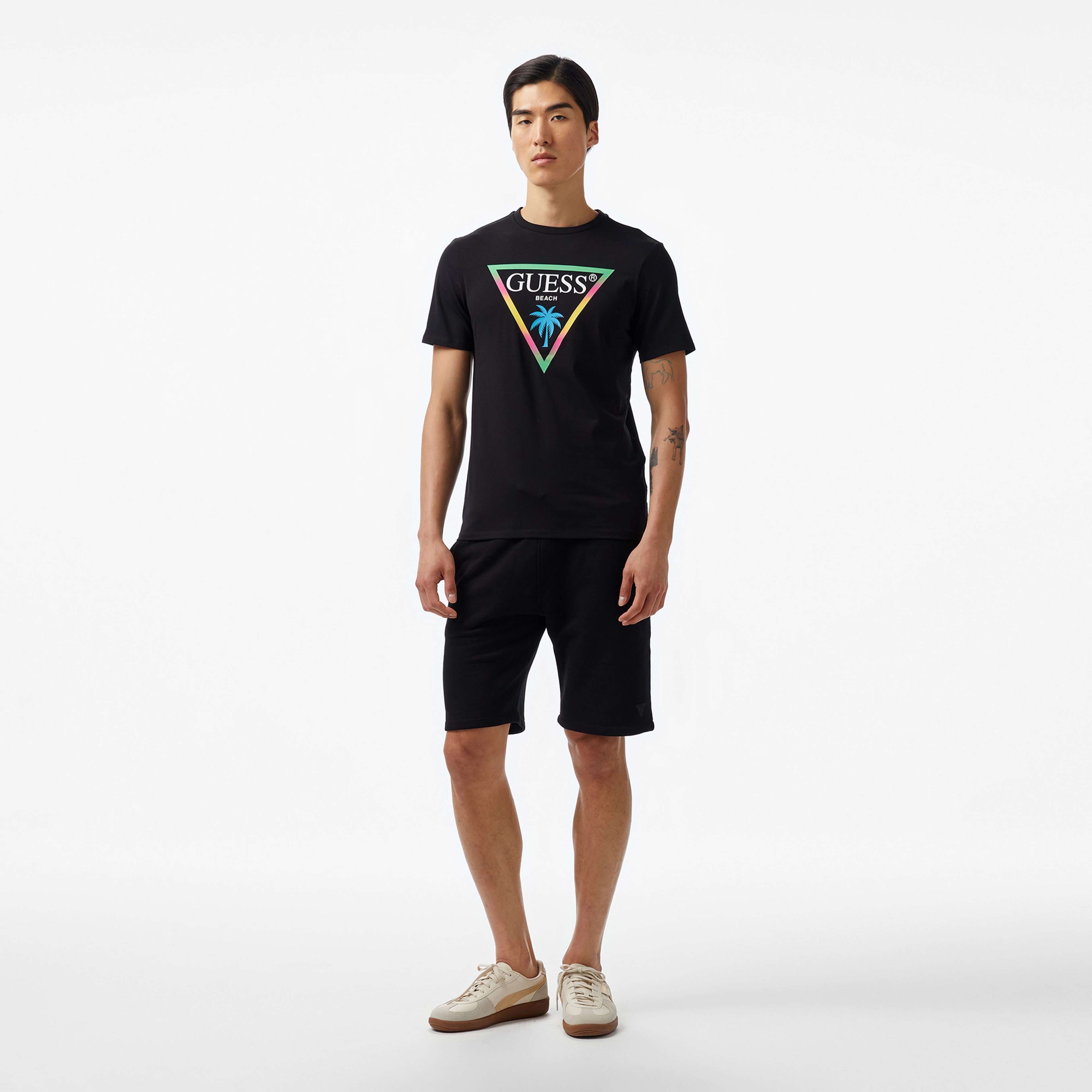 Guess Triangle Palm Mid Organic Stretch 180 Erkek Siyah T-Shirt