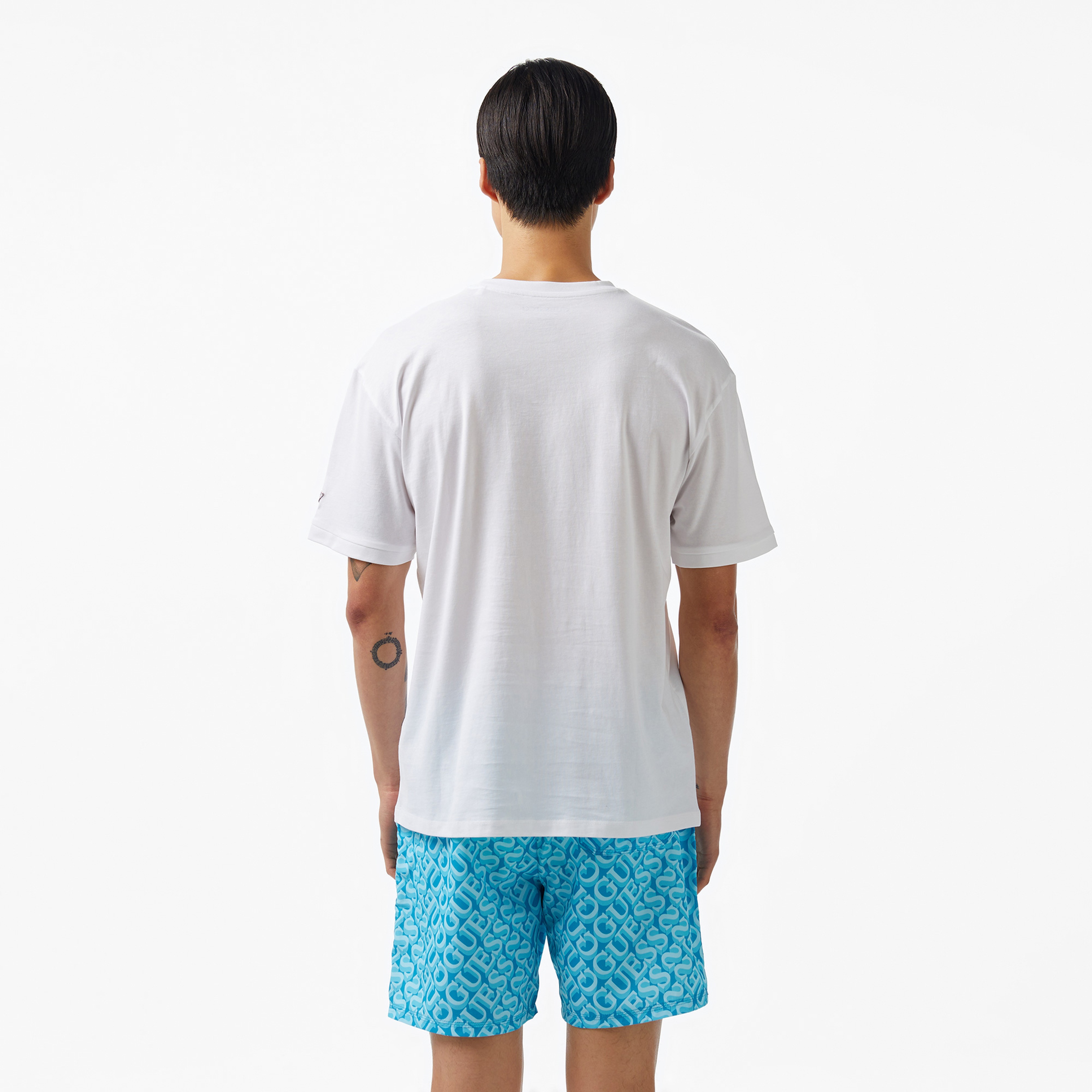 Guess Logo Mid Organic Stream 180 Erkek Beyaz T-Shirt