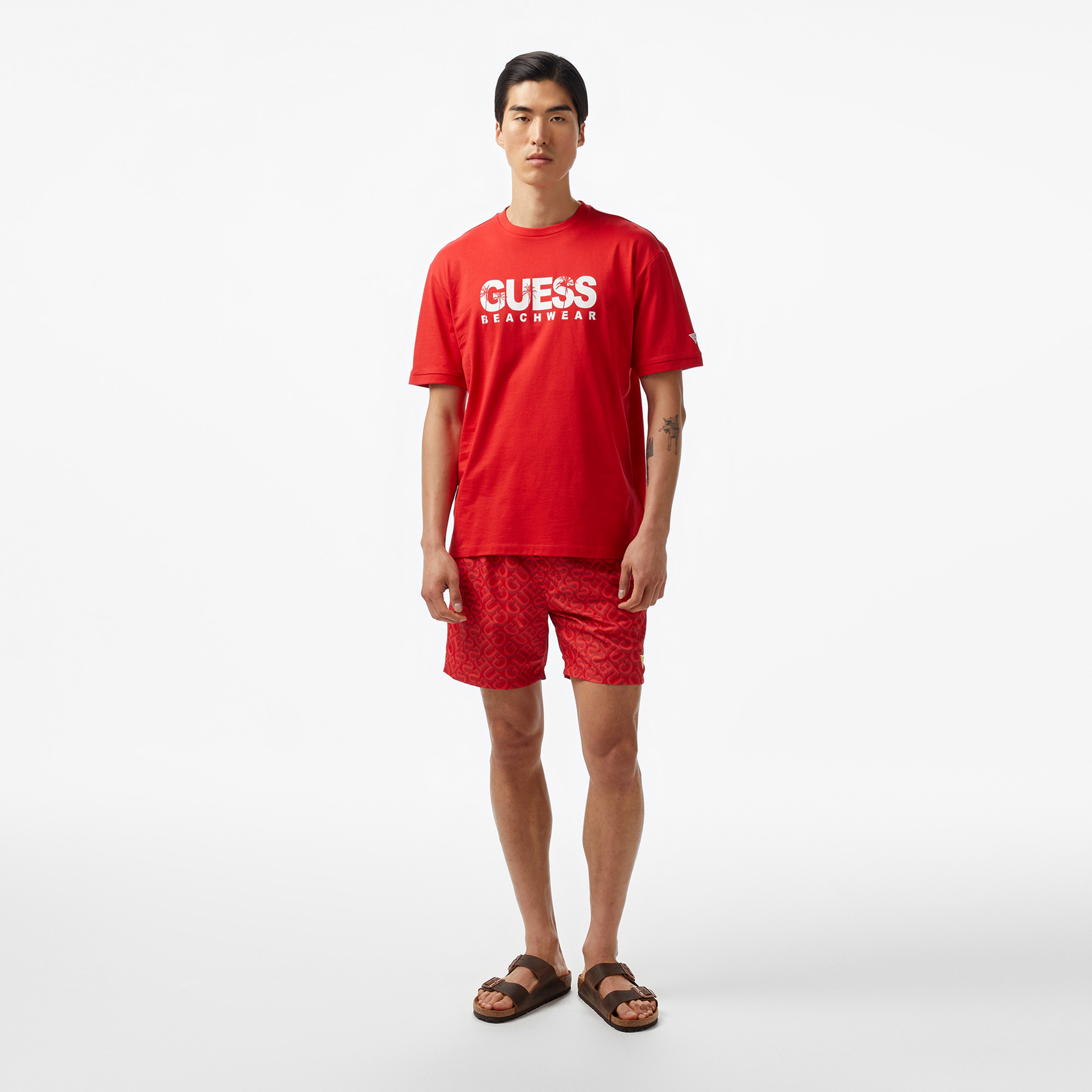 Guess Cn Logo Mid Organiceam 180 Erkek Kırmızı T-Shirt