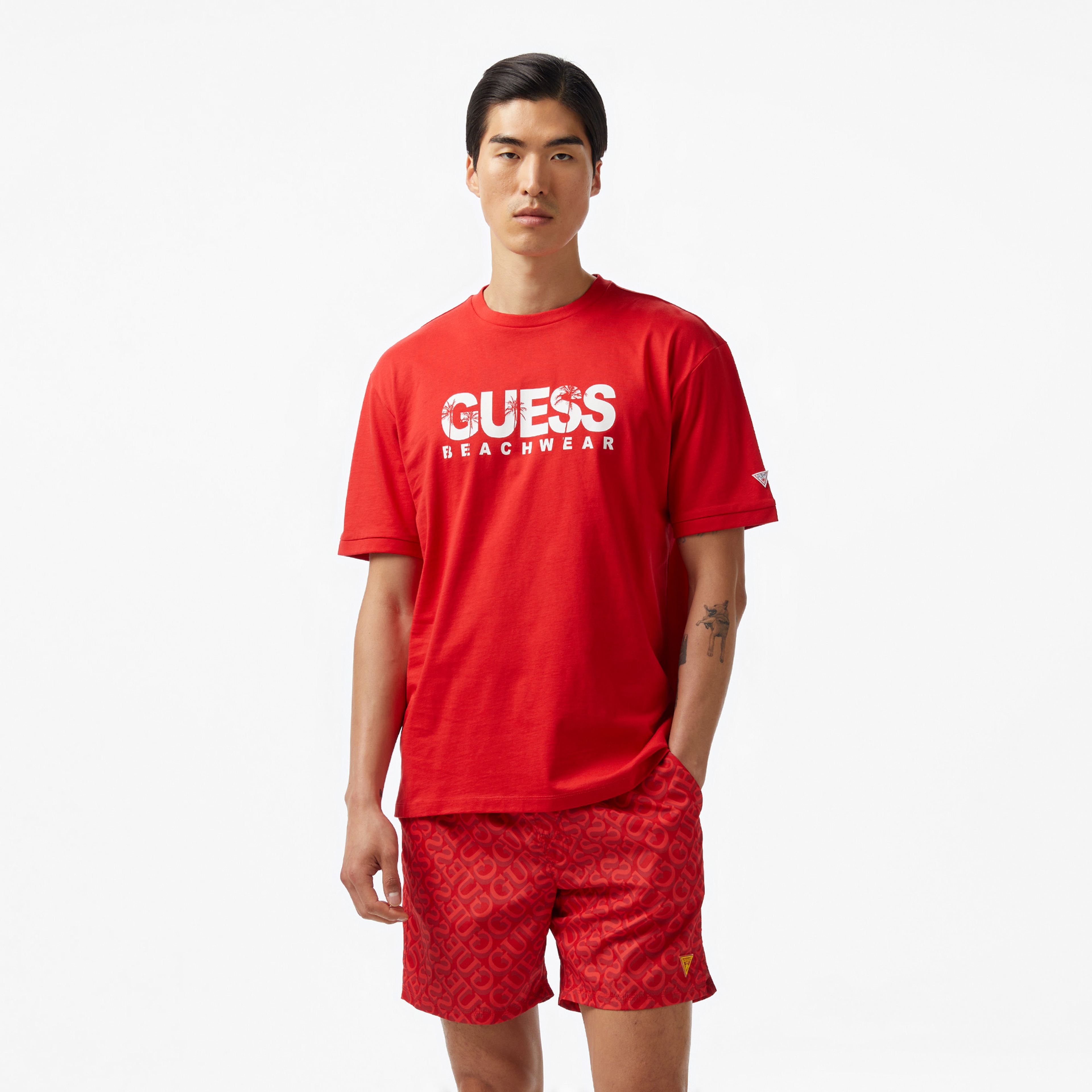 Guess Cn Logo Mid Organiceam 180 Erkek Kırmızı T-Shirt