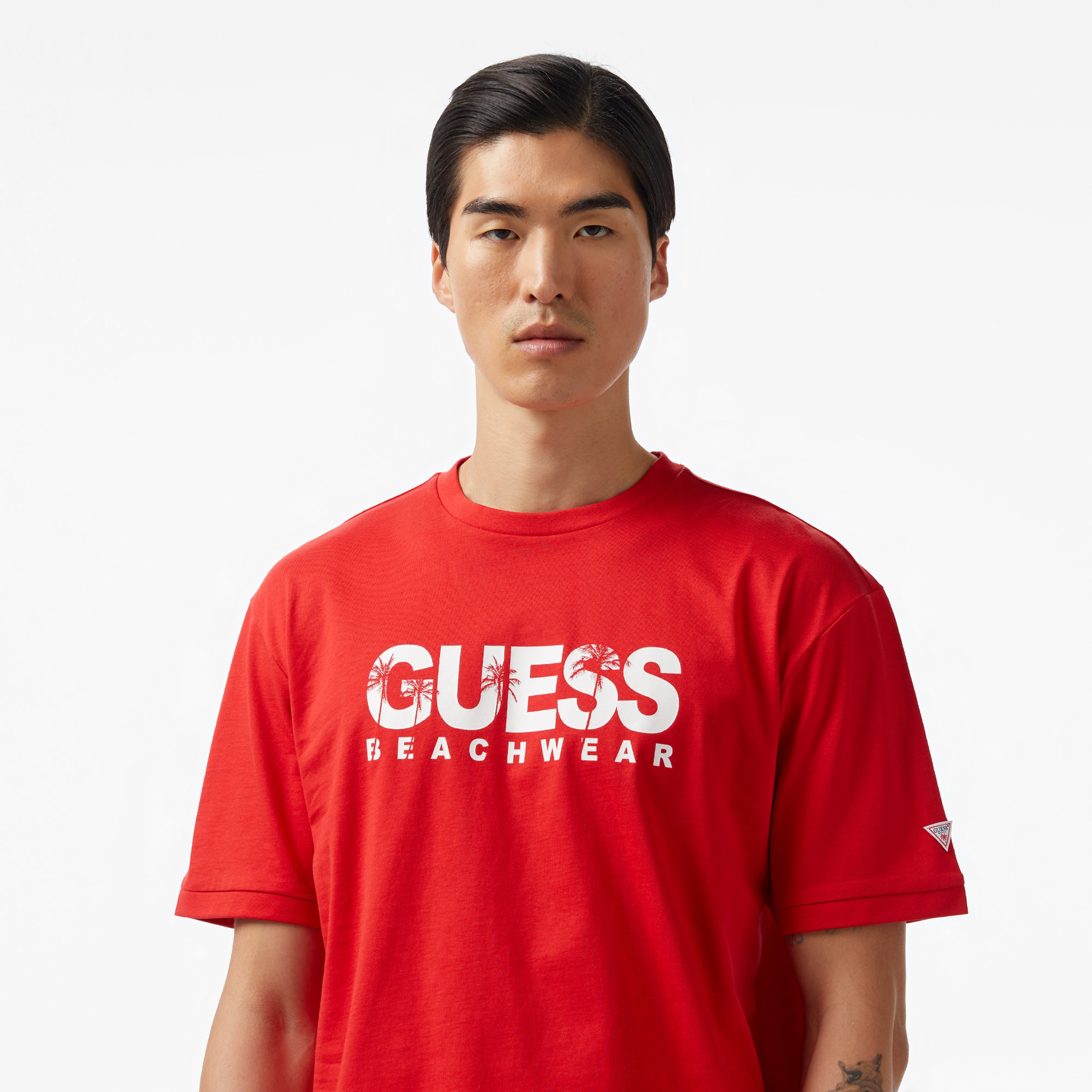 Guess Cn Logo Mid Organiceam 180 Erkek Kırmızı T-Shirt
