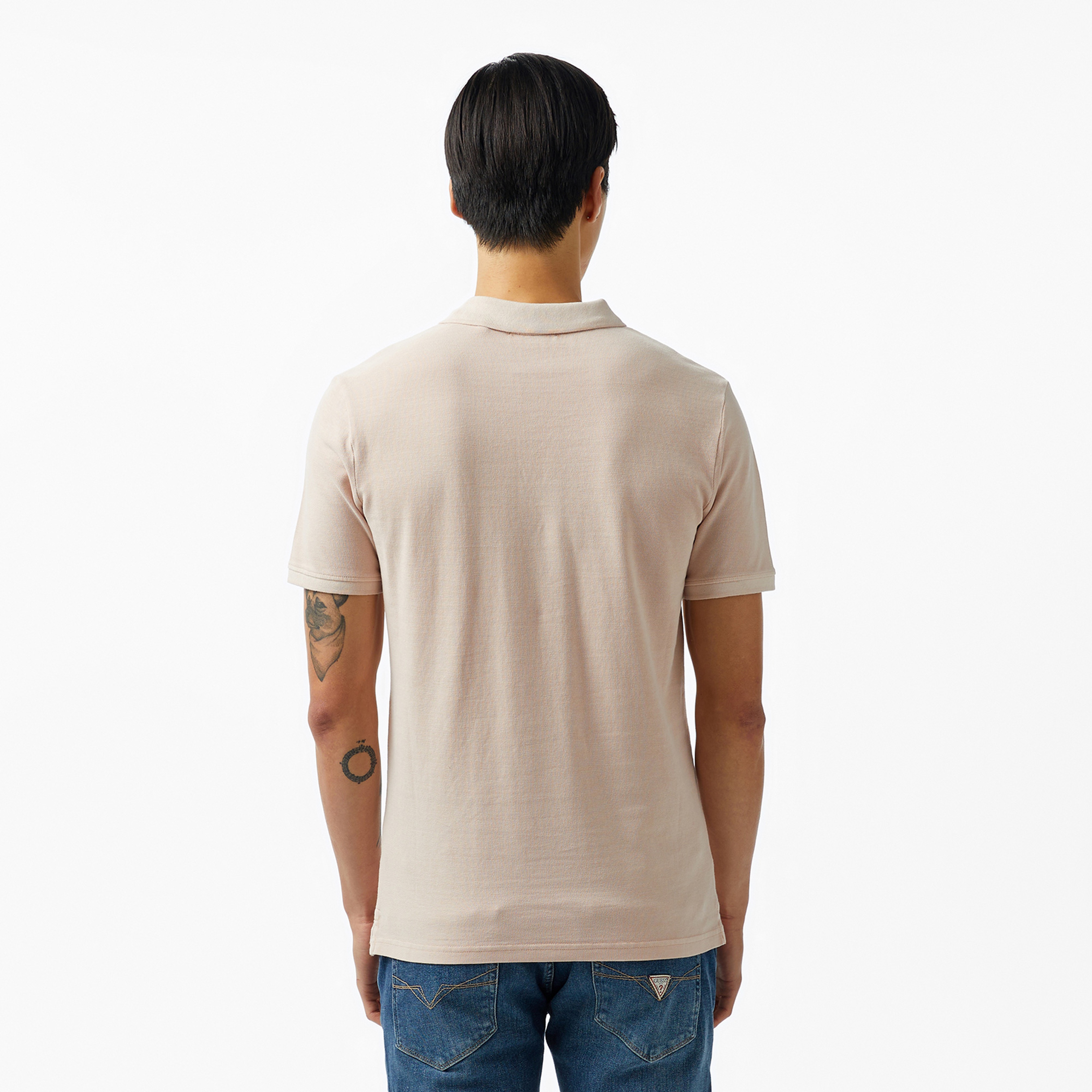 Guess Washed Orgmpact Pique 240 Erkek Pembe Polo
