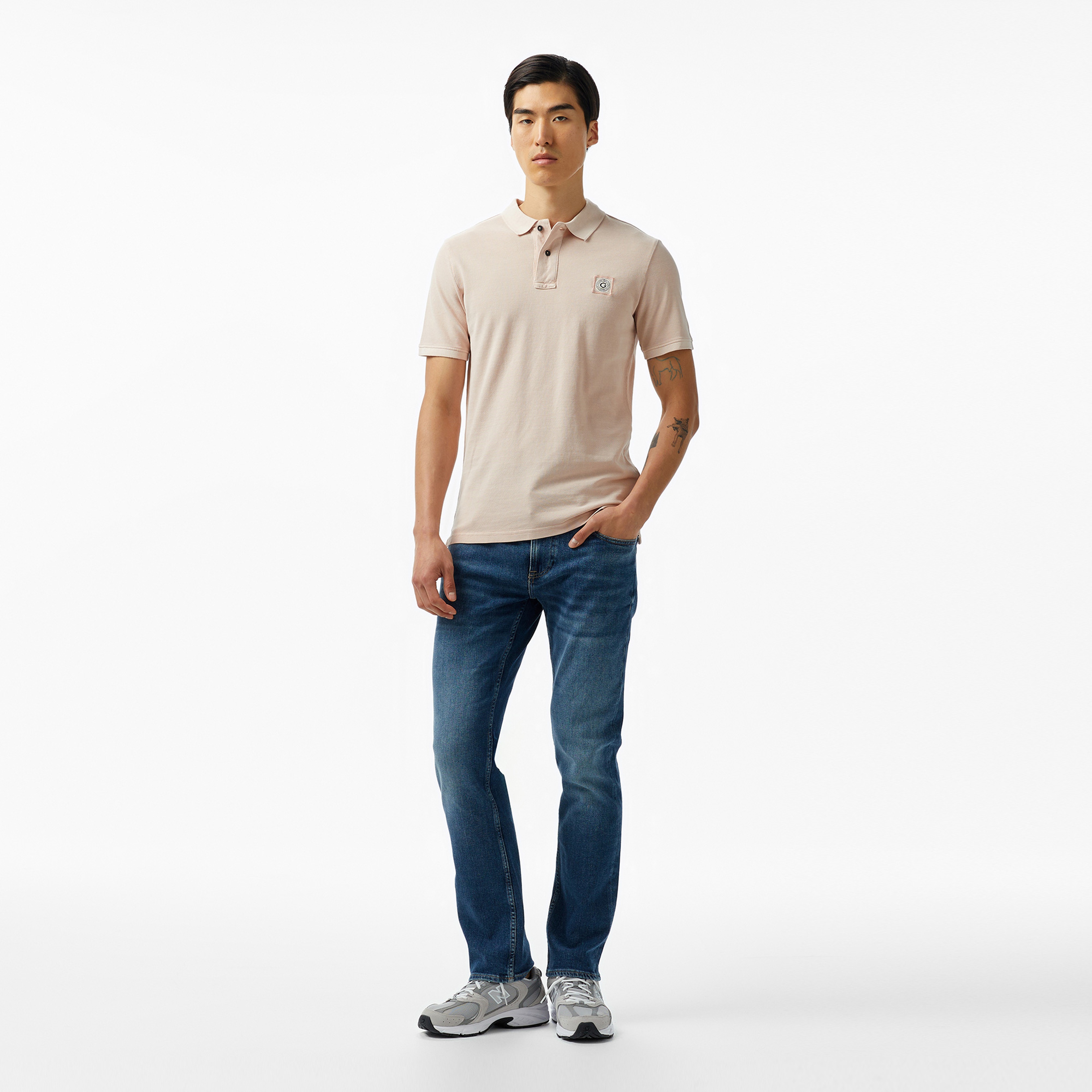Guess Washed Orgmpact Pique 240 Erkek Pembe Polo