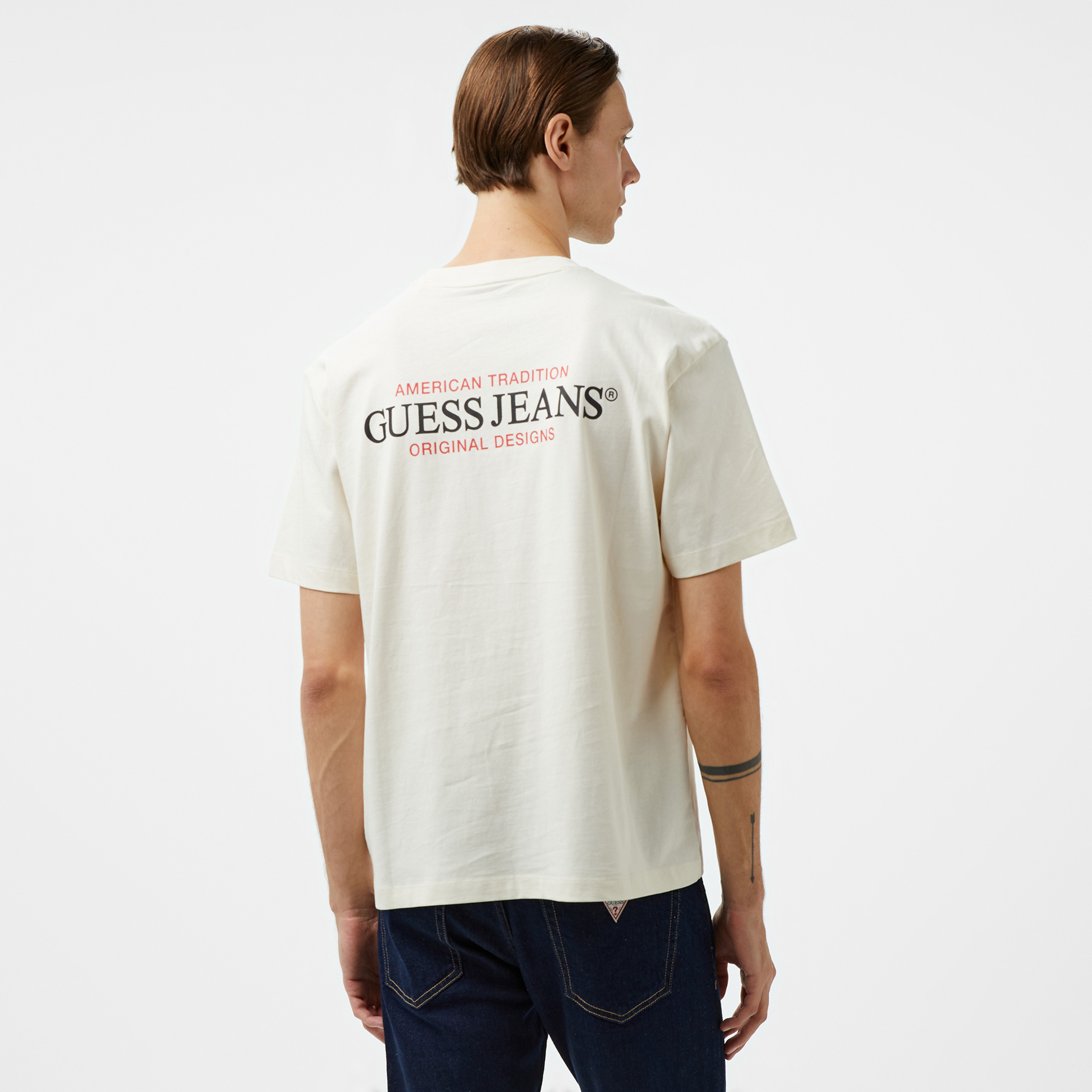 Guess American Mid Organic Heavy Jersey 205 Erkek Krem Rengi T-Shirt