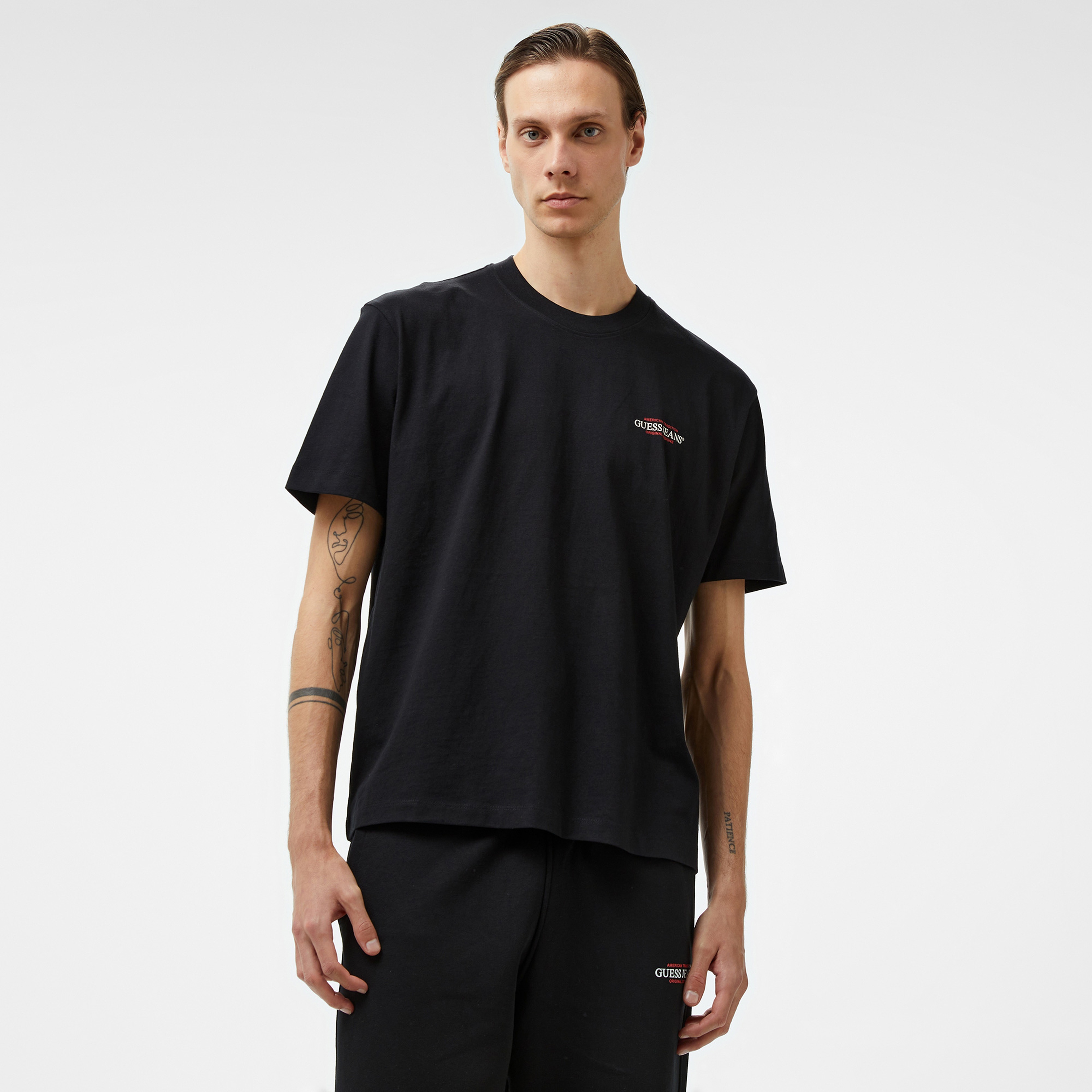 Guess American Mid Organic Heavy Jersey 205 Erkek Siyah T-Shirt