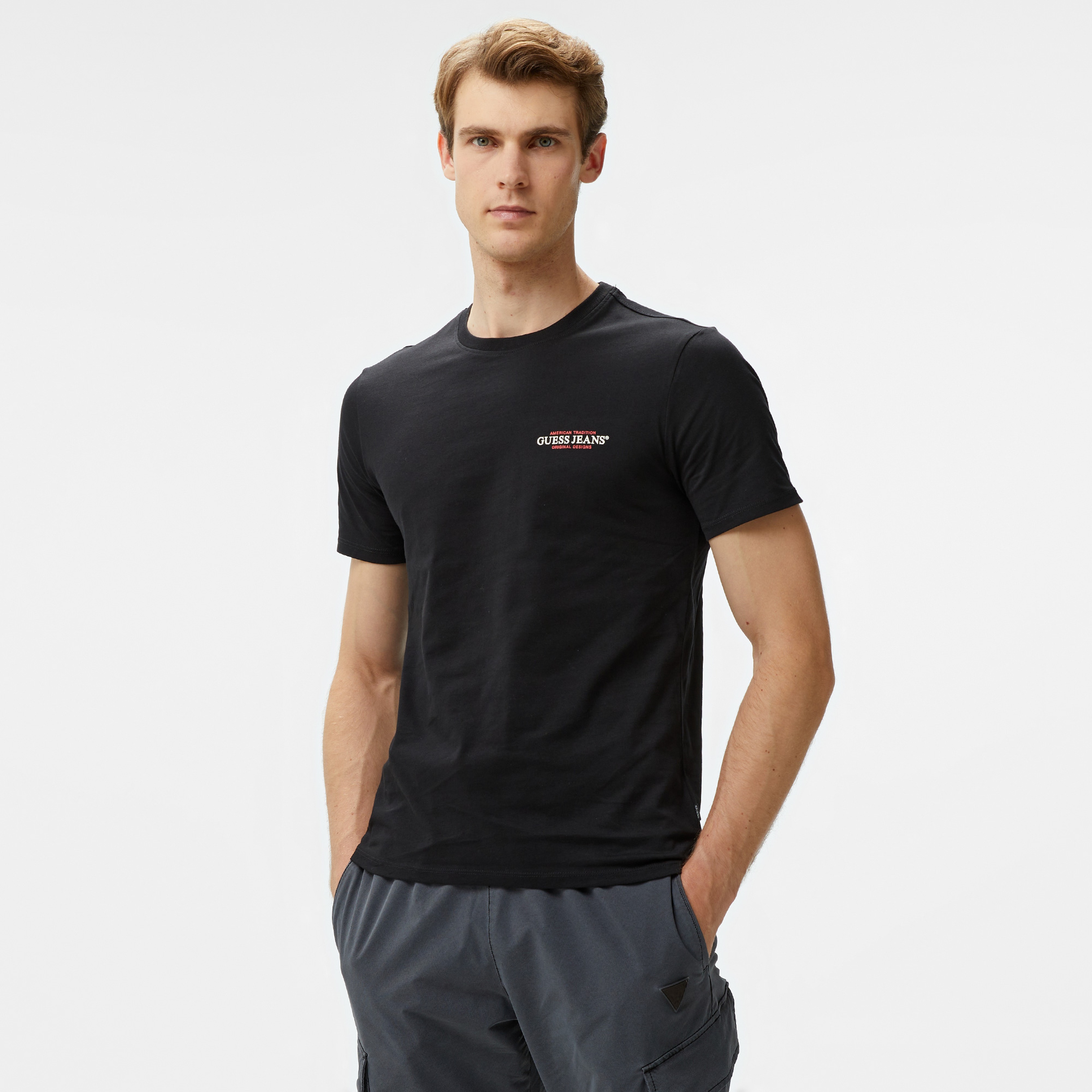Guess Slim America Organic Cotton 160Gsm Erkek Siyah T-Shirt