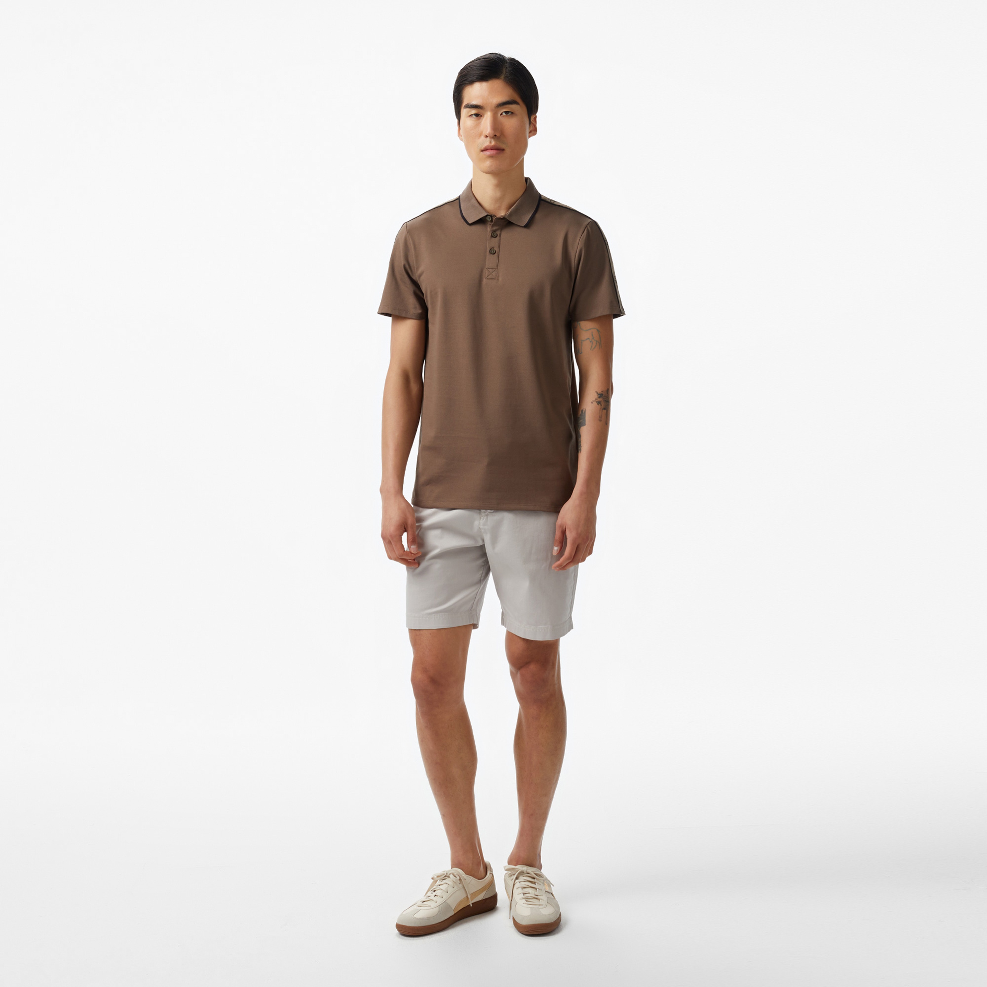 Guess Quattro Paul Pique 200 Erkek Kahverengi Polo