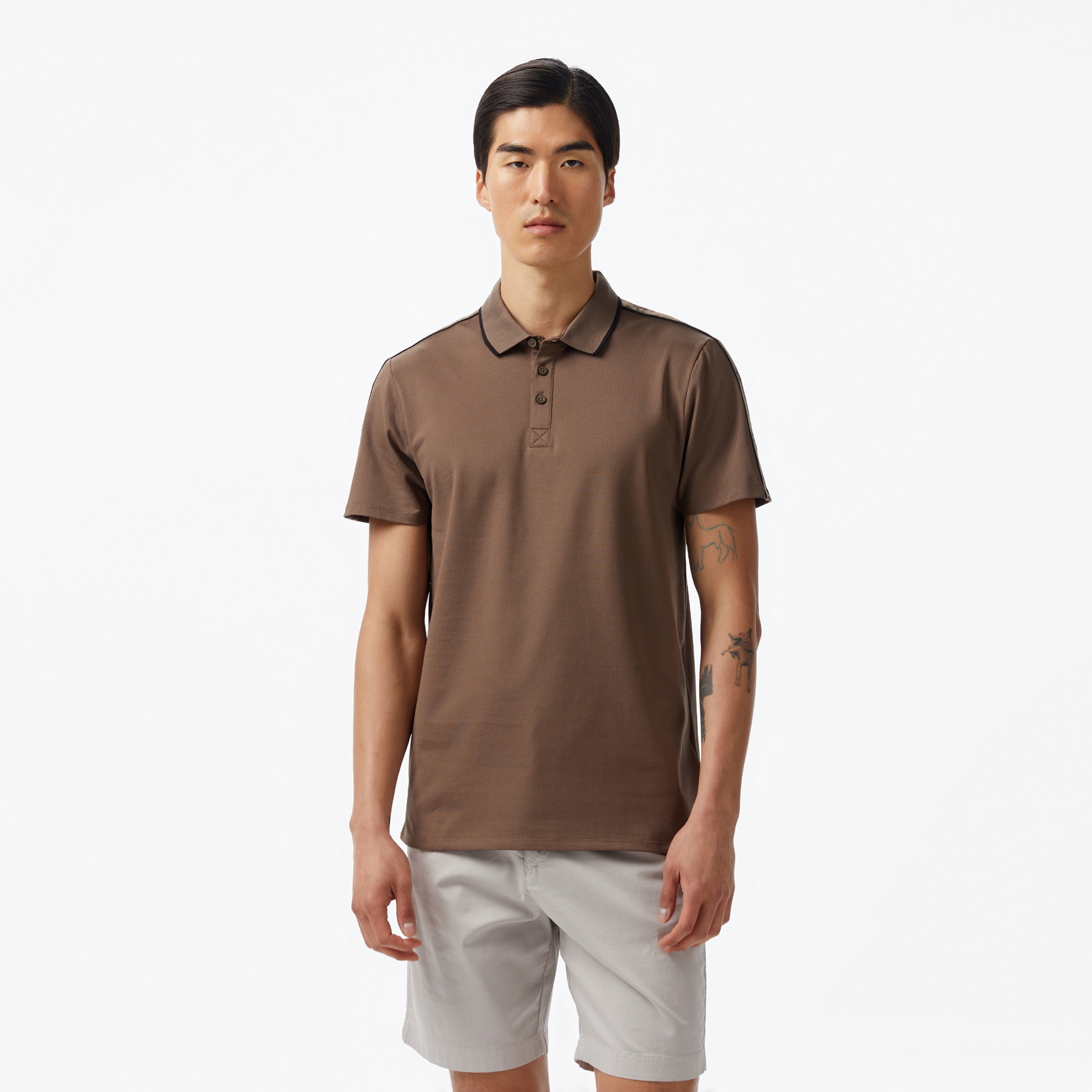 Guess Quattro Paul Pique 200 Erkek Kahverengi Polo