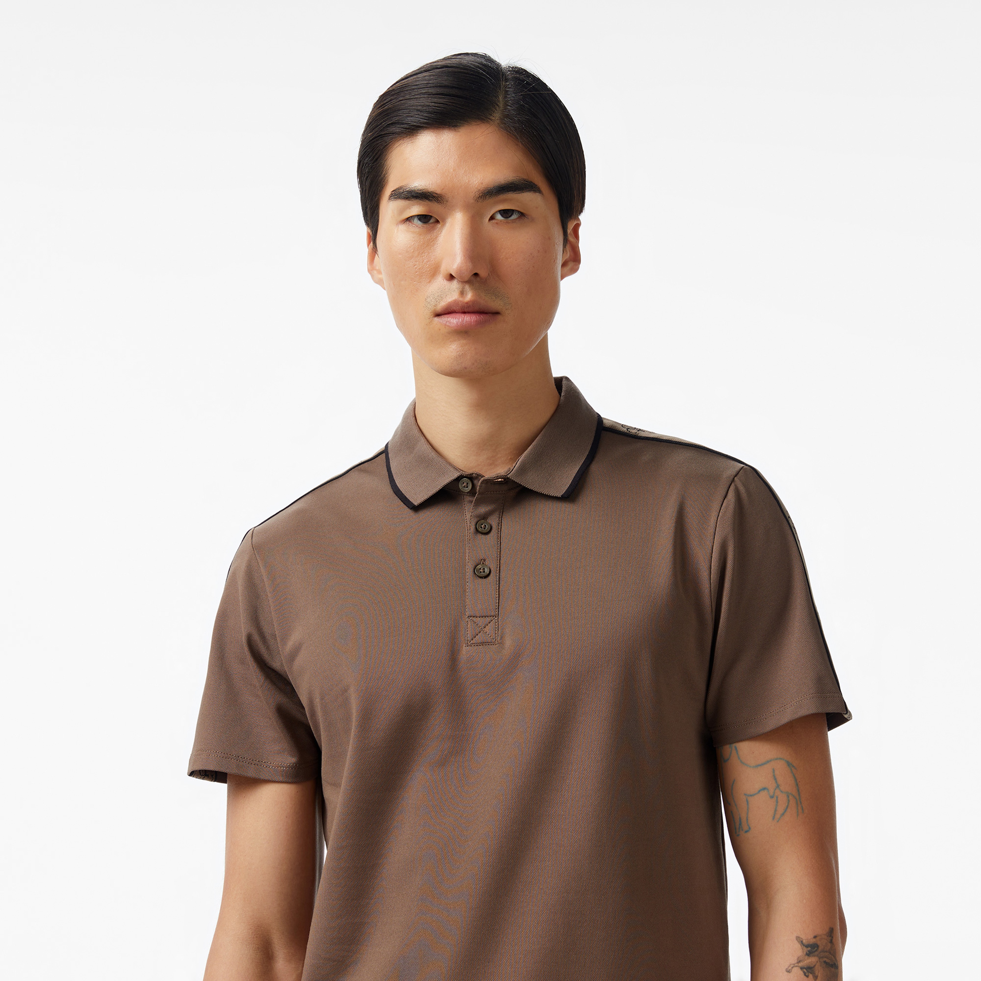 Guess Quattro Paul Pique 200 Erkek Kahverengi Polo