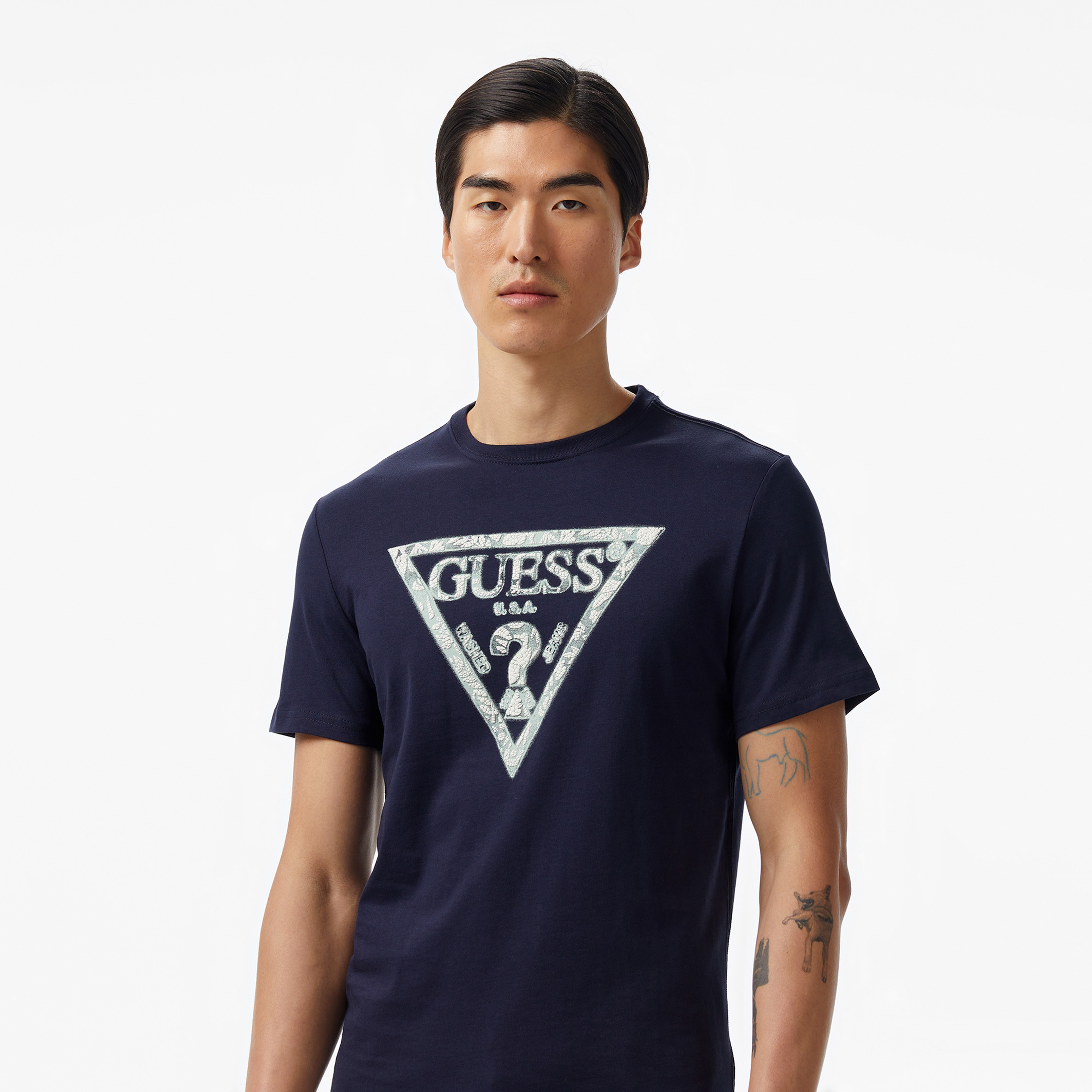 Guess Triangle Mid Organic Stream 180 Erkek Lacivert T-Shirt