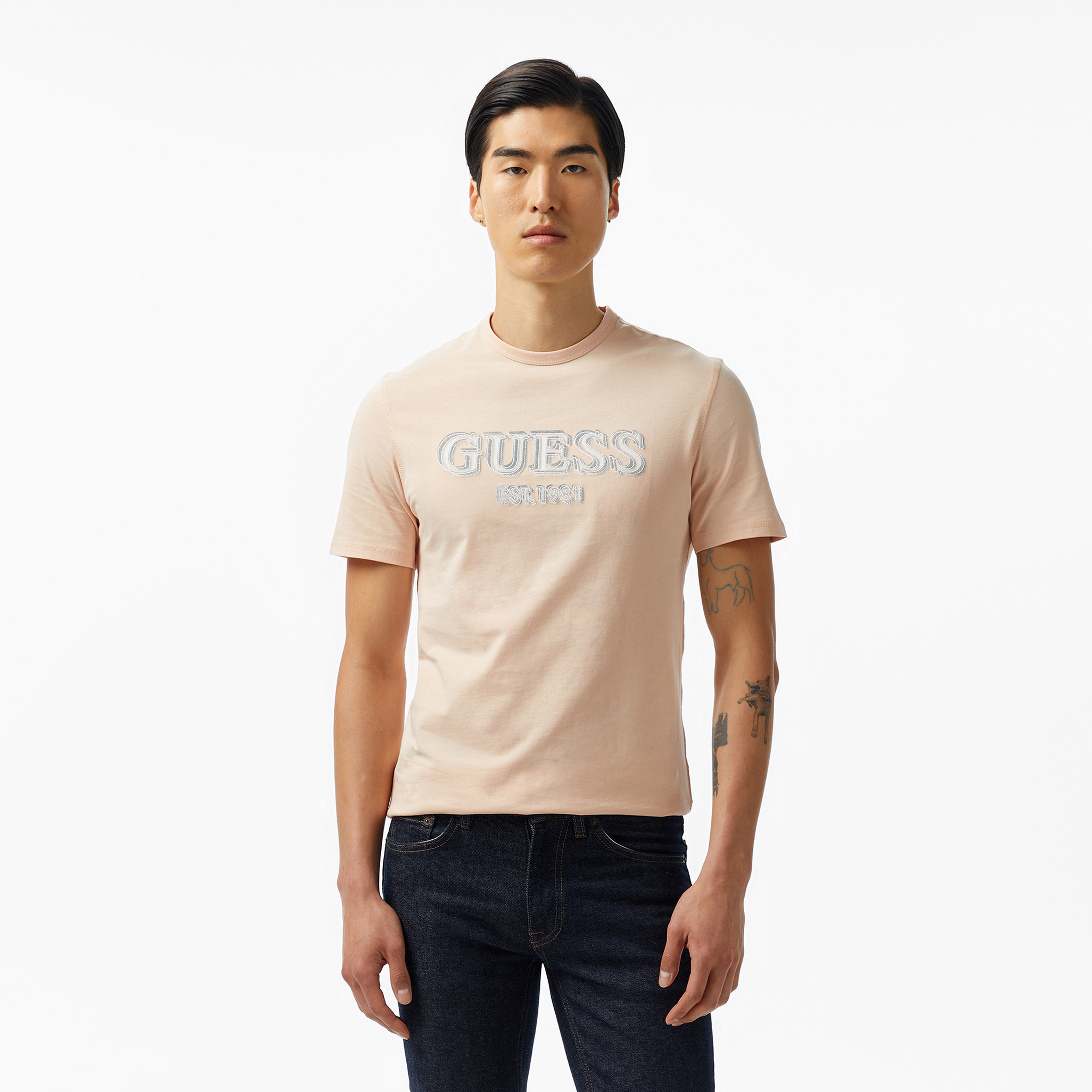 Guess Cn Logo Mid Organiceam 180 Erkek Turuncu T-Shirt