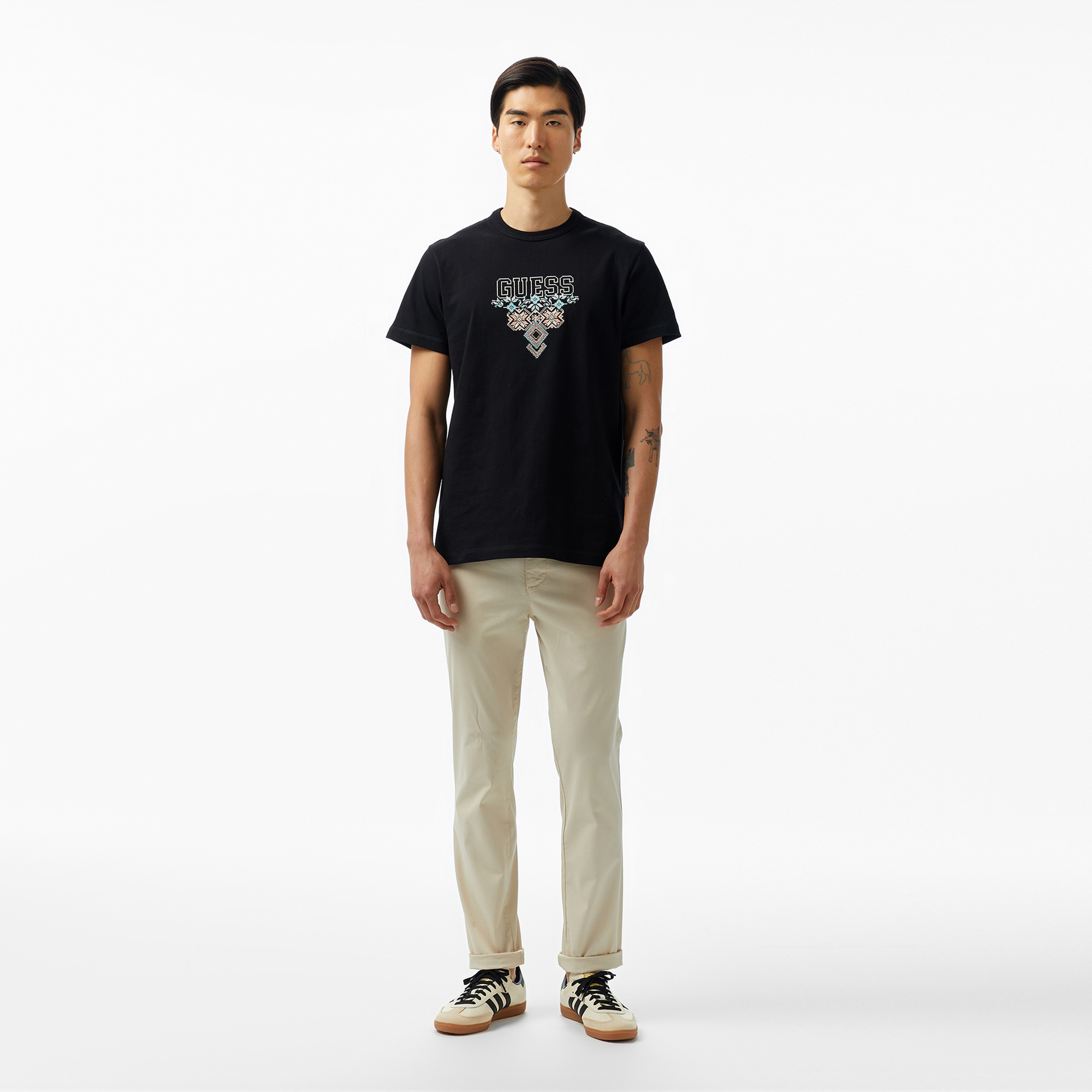 Guess Triangle Mid Organic Heavy 205 Erkek Siyah T-Shirt