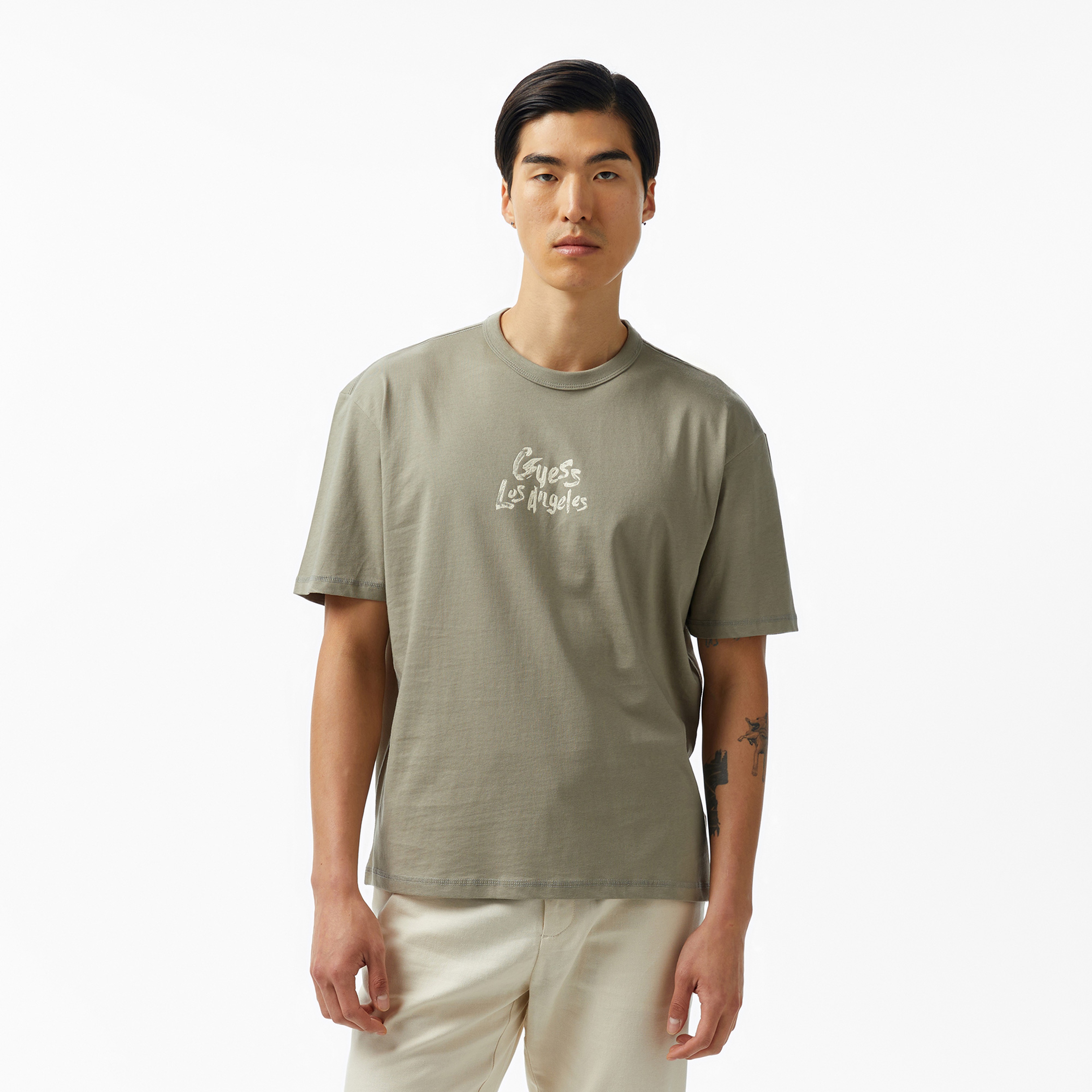 Guess Cn Patch At Back Mid Organic Heavy 205 Erkek Yeşil T-Shirt