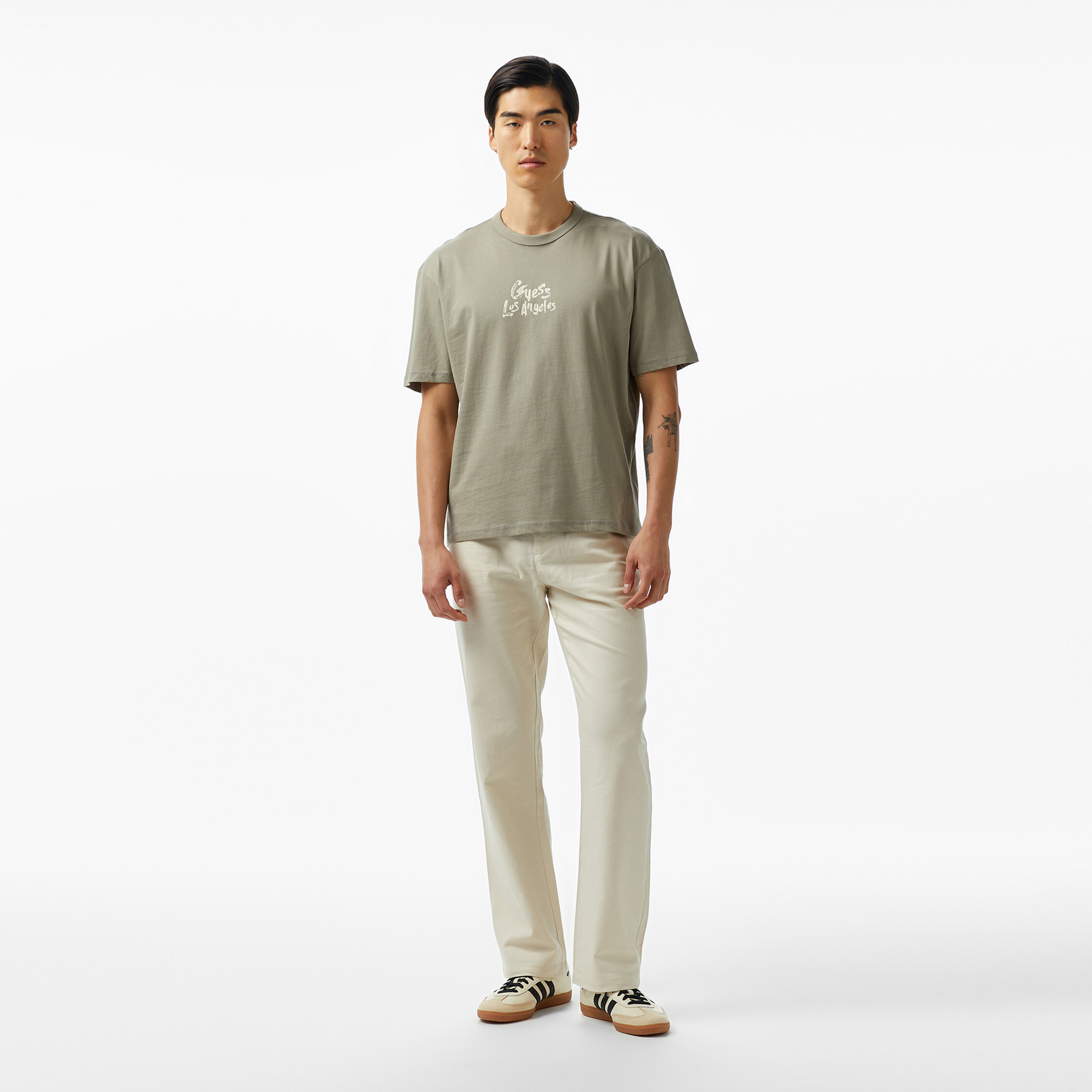 Guess Cn Patch At Back Mid Organic Heavy 205 Erkek Yeşil T-Shirt