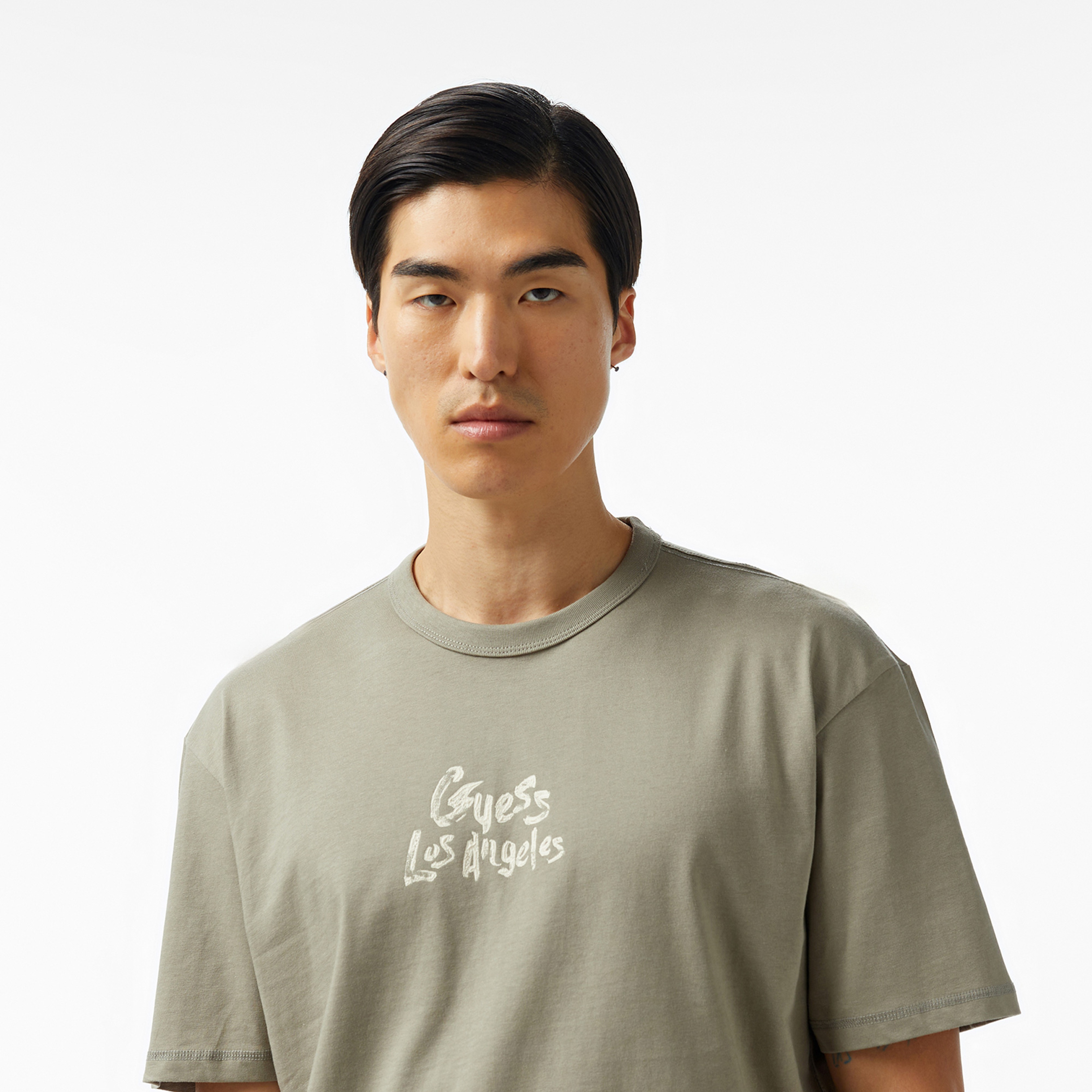 Guess Cn Patch At Back Mid Organic Heavy 205 Erkek Yeşil T-Shirt