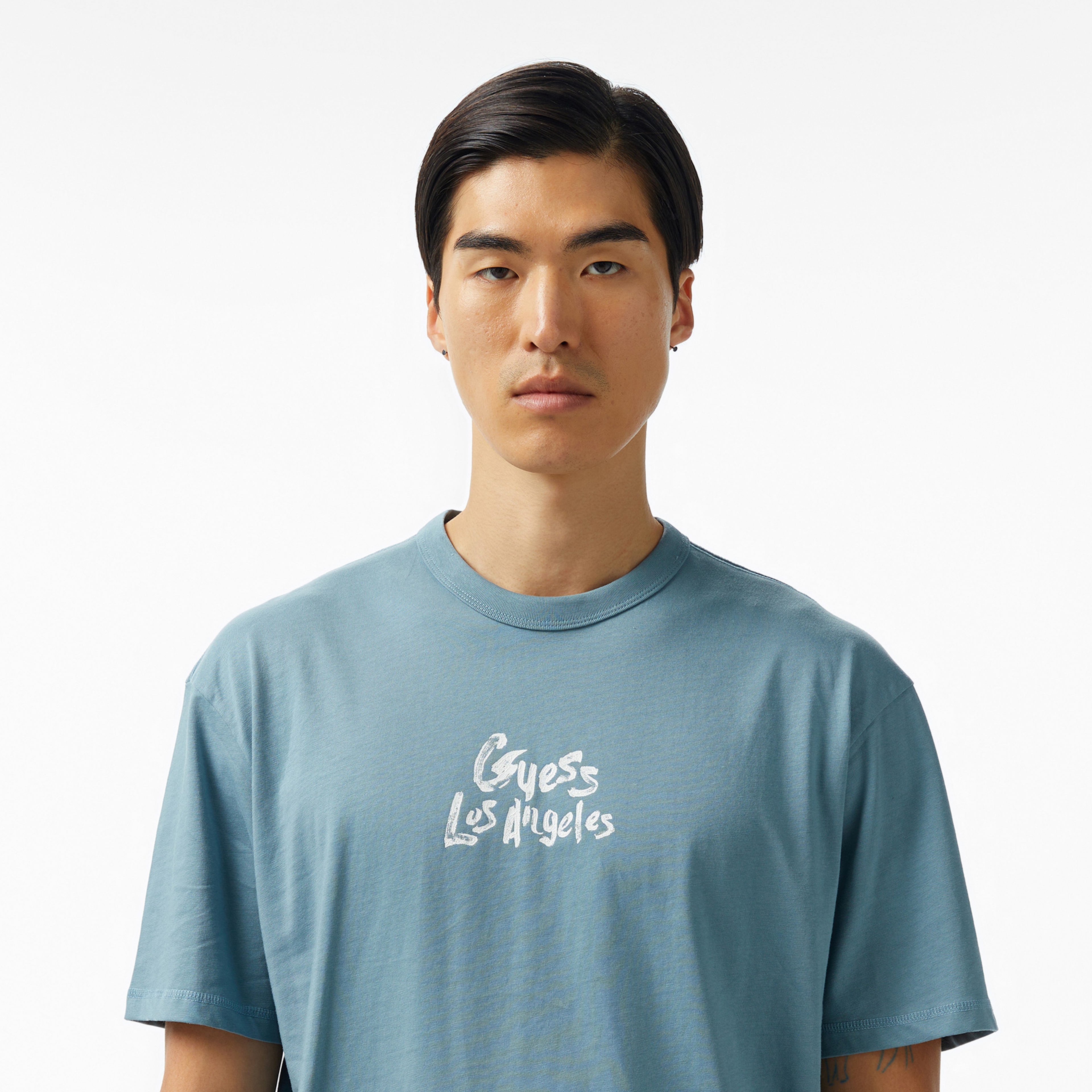 Guess Patch At Back Mid Organic Heavy 205 Erkek Mavi T-Shirt