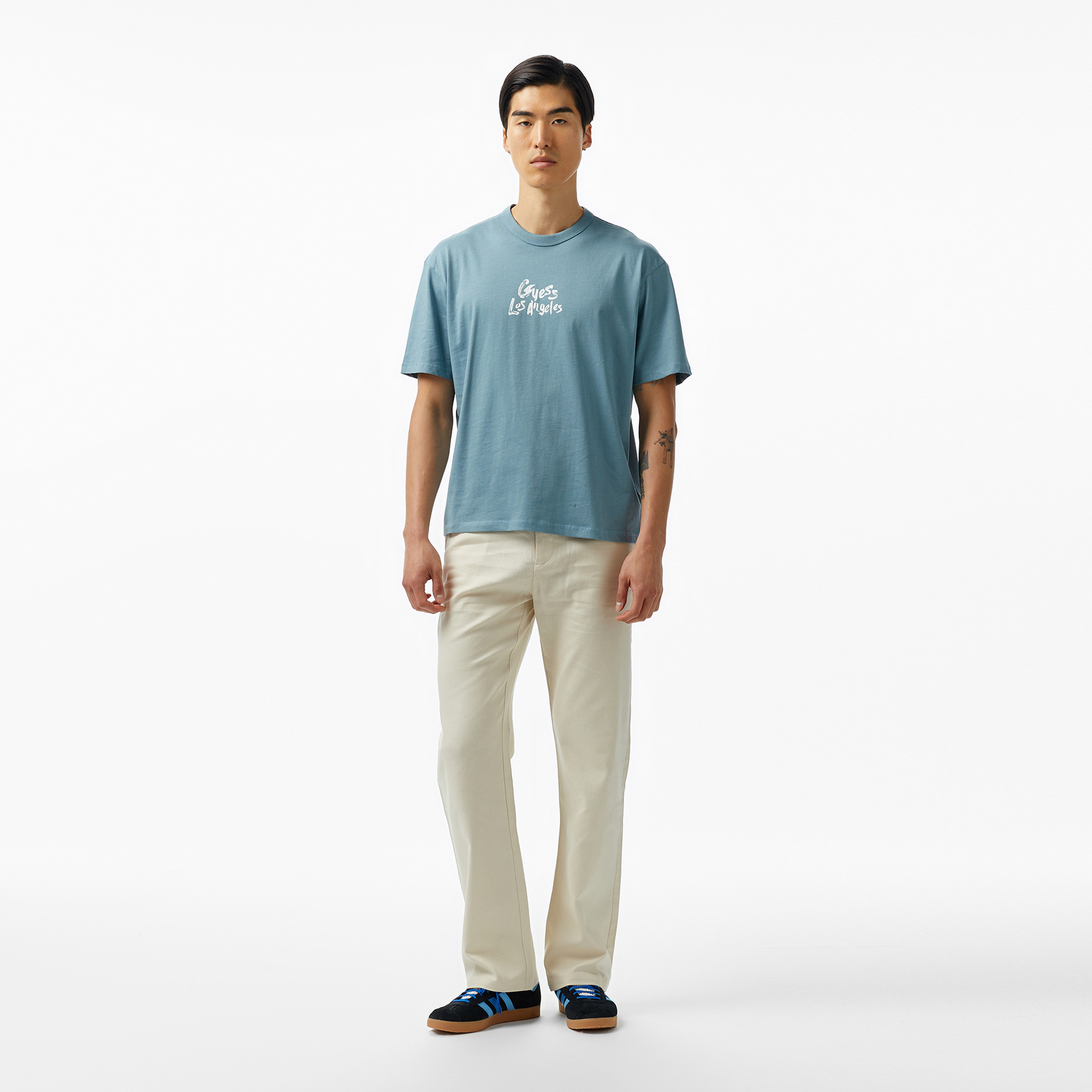 Guess Patch At Back Mid Organic Heavy 205 Erkek Mavi T-Shirt
