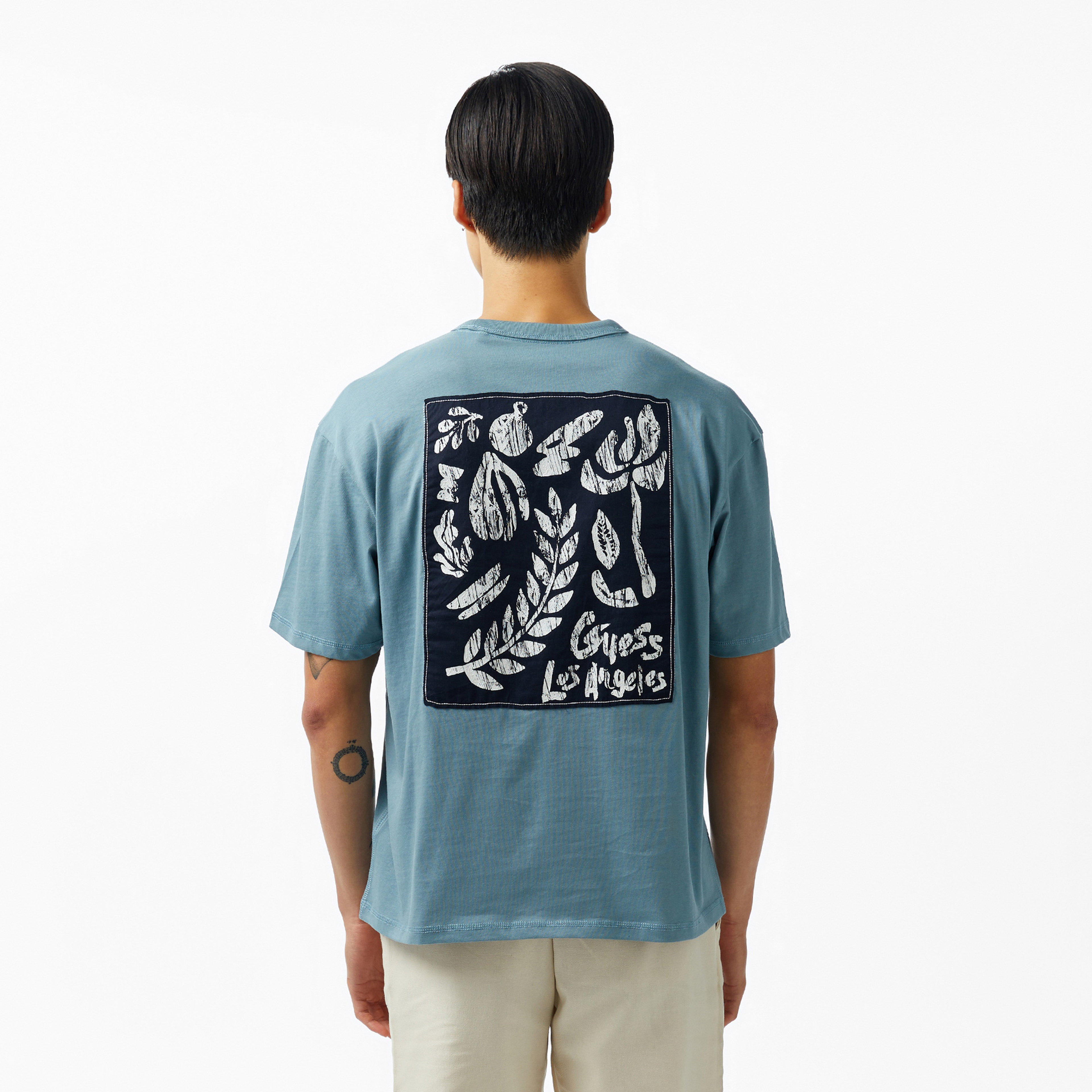 Guess Patch At Back Mid Organic Heavy 205 Erkek Mavi T-Shirt