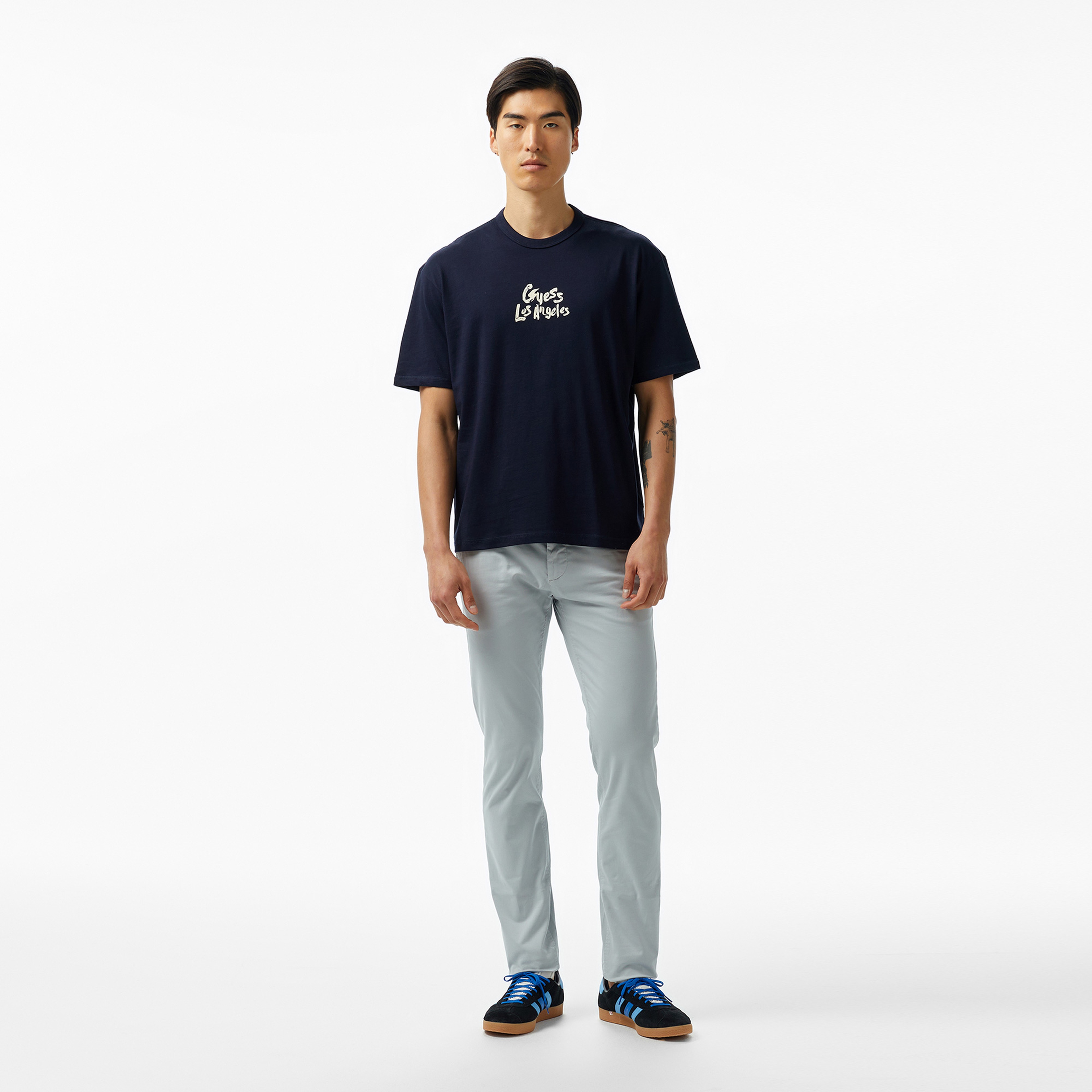 Guess Cn Patch At Back Mid Organic Heavy 205 Erkek Lacivert T-Shirt