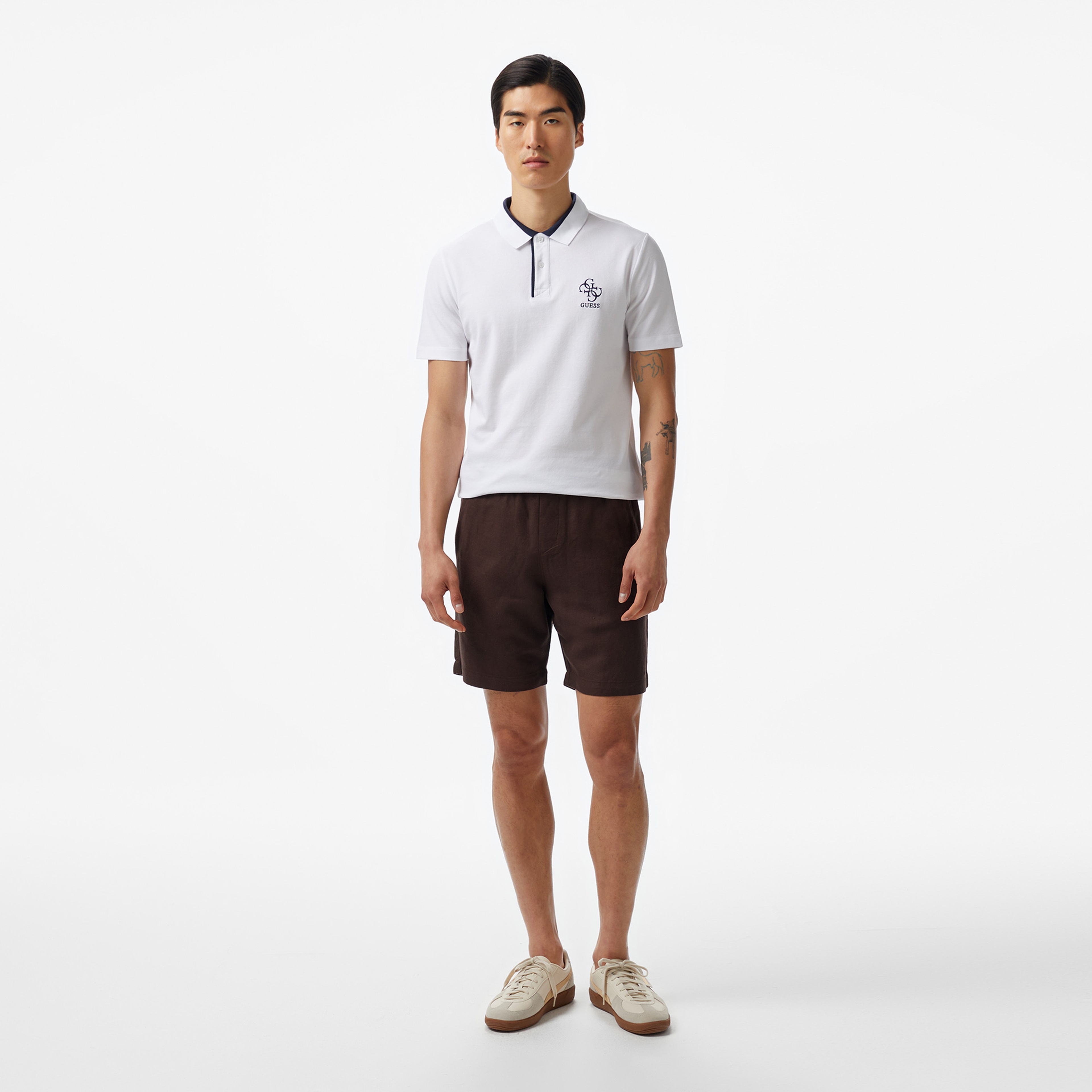 Guess Lyle Mid Organicetch Piquet 230 Erkek Beyaz Polo