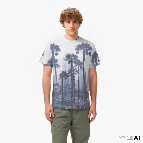 Guess Cn Palm Single 190 Erkek Gri T-Shirt