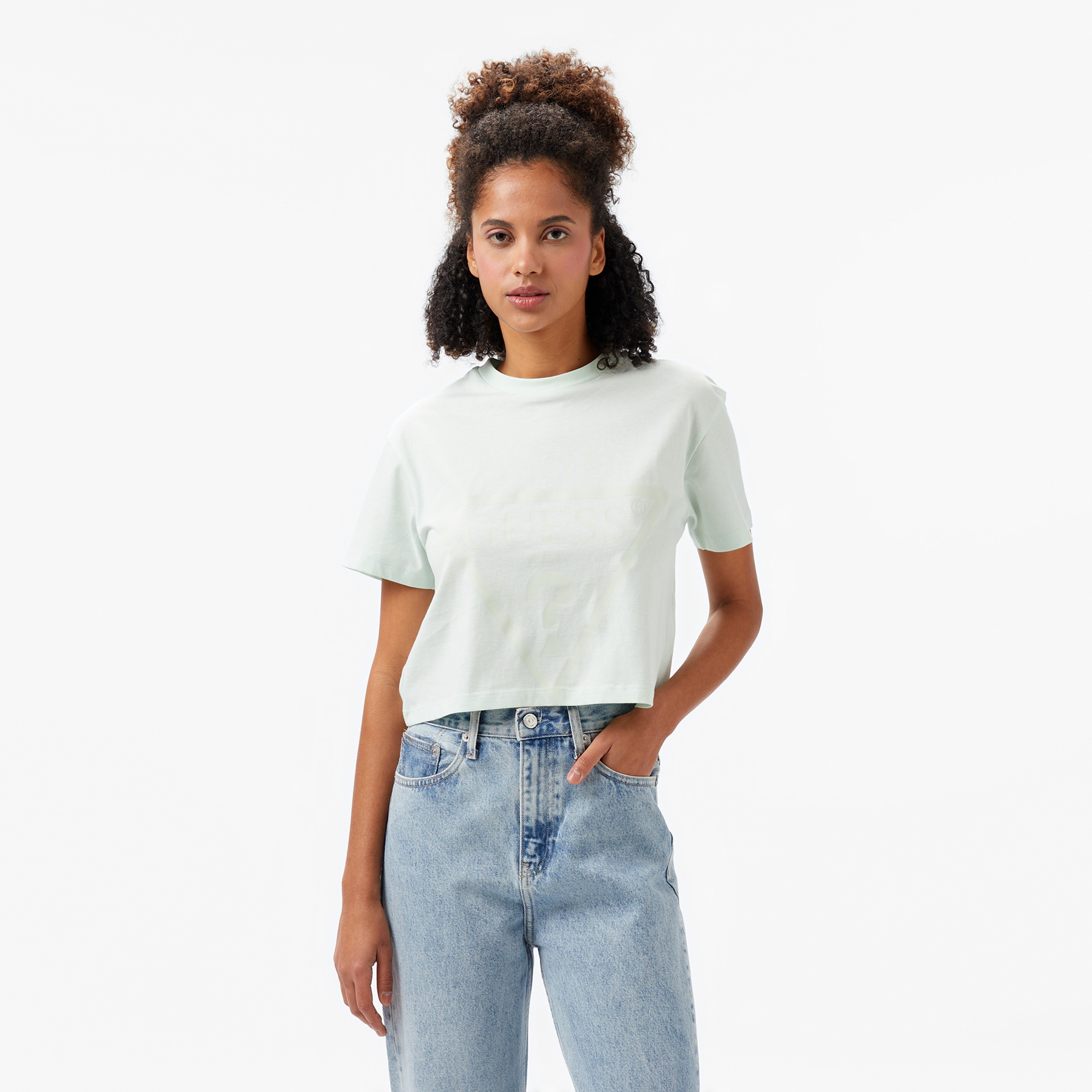 Guess Adele Crop Organic 160Gsm Kadın Yeşil T-Shirt