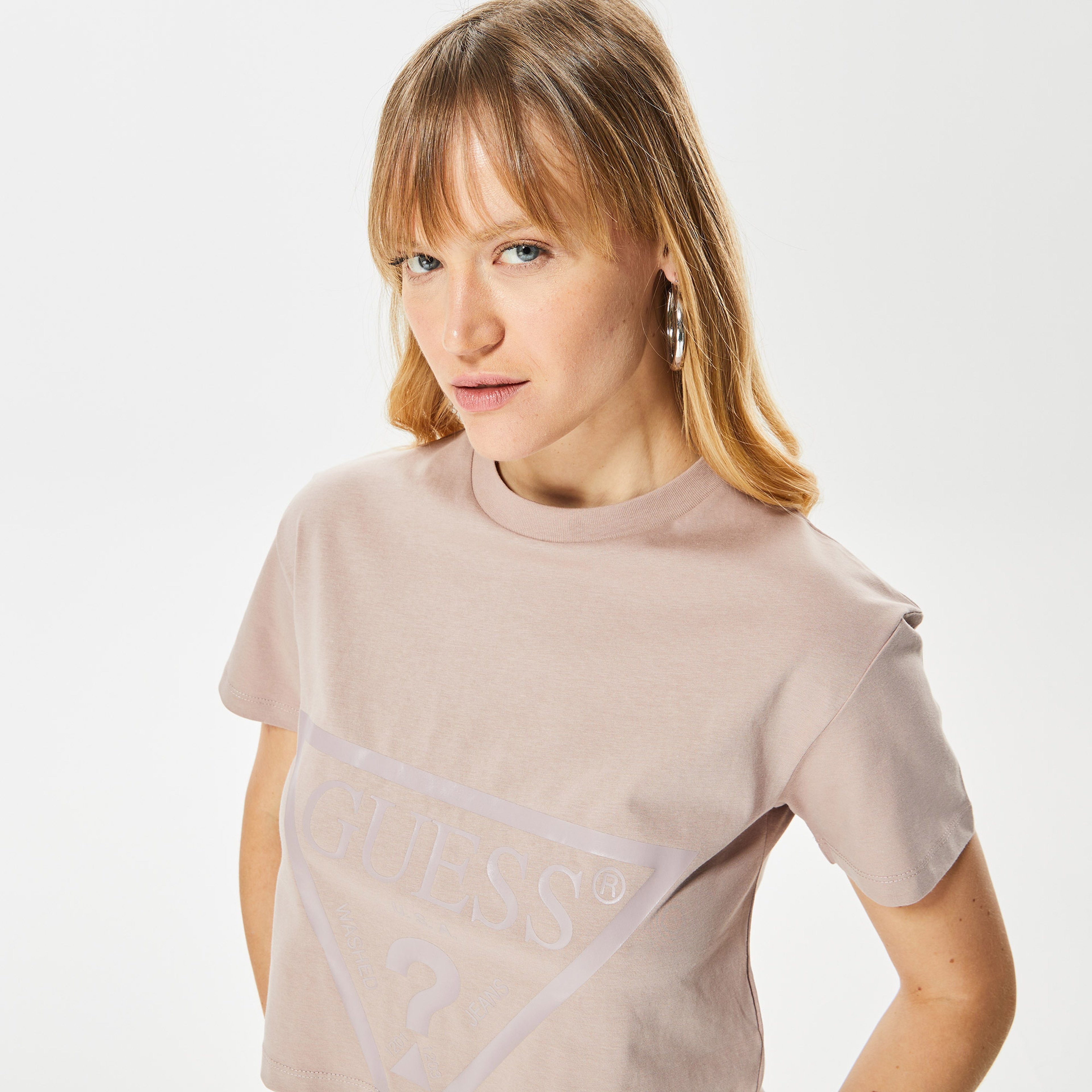 Guess Adele Crop Organic 160Gsm Kadın Kahverengi T-Shirt