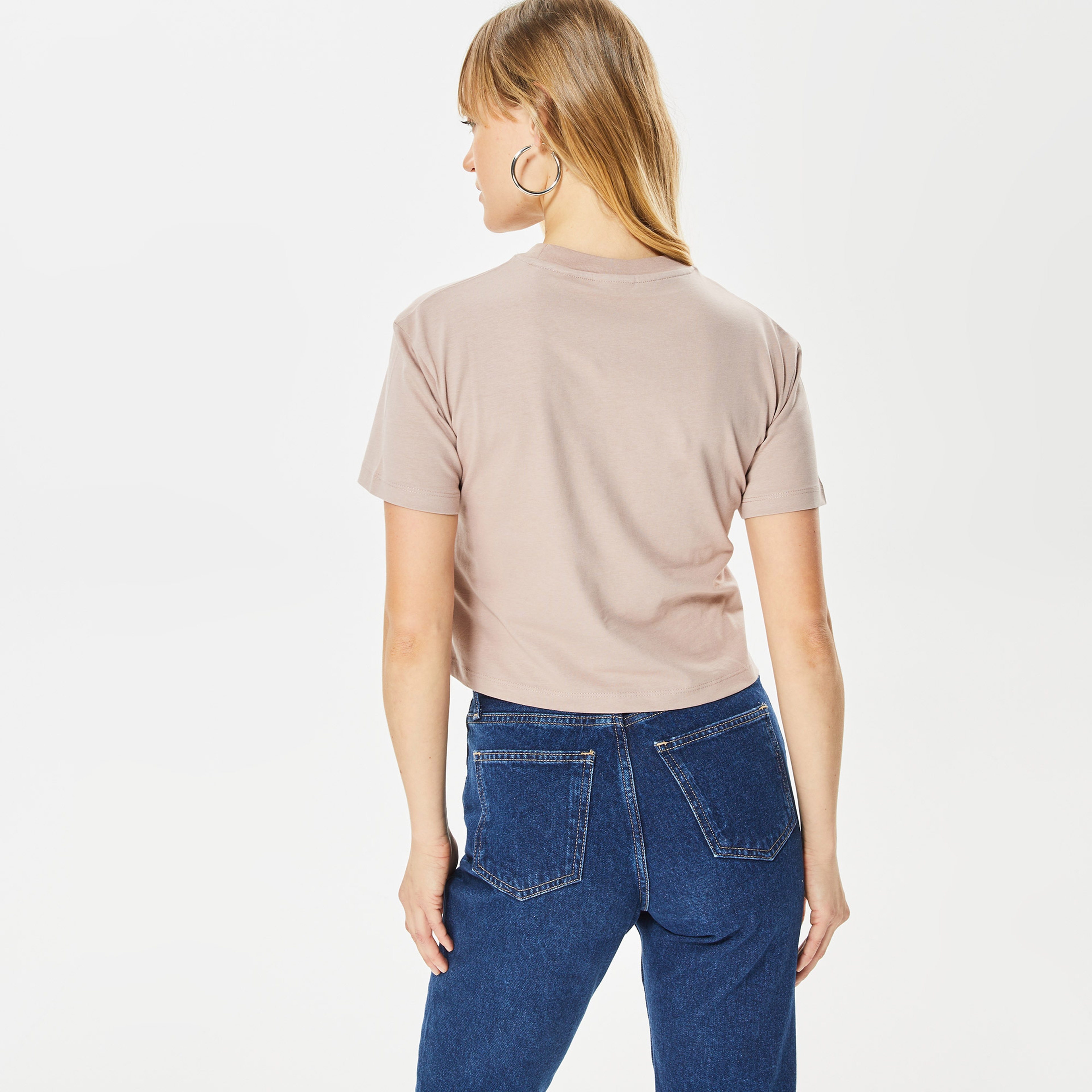 Guess Adele Crop Organic 160Gsm Kadın Kahverengi T-Shirt