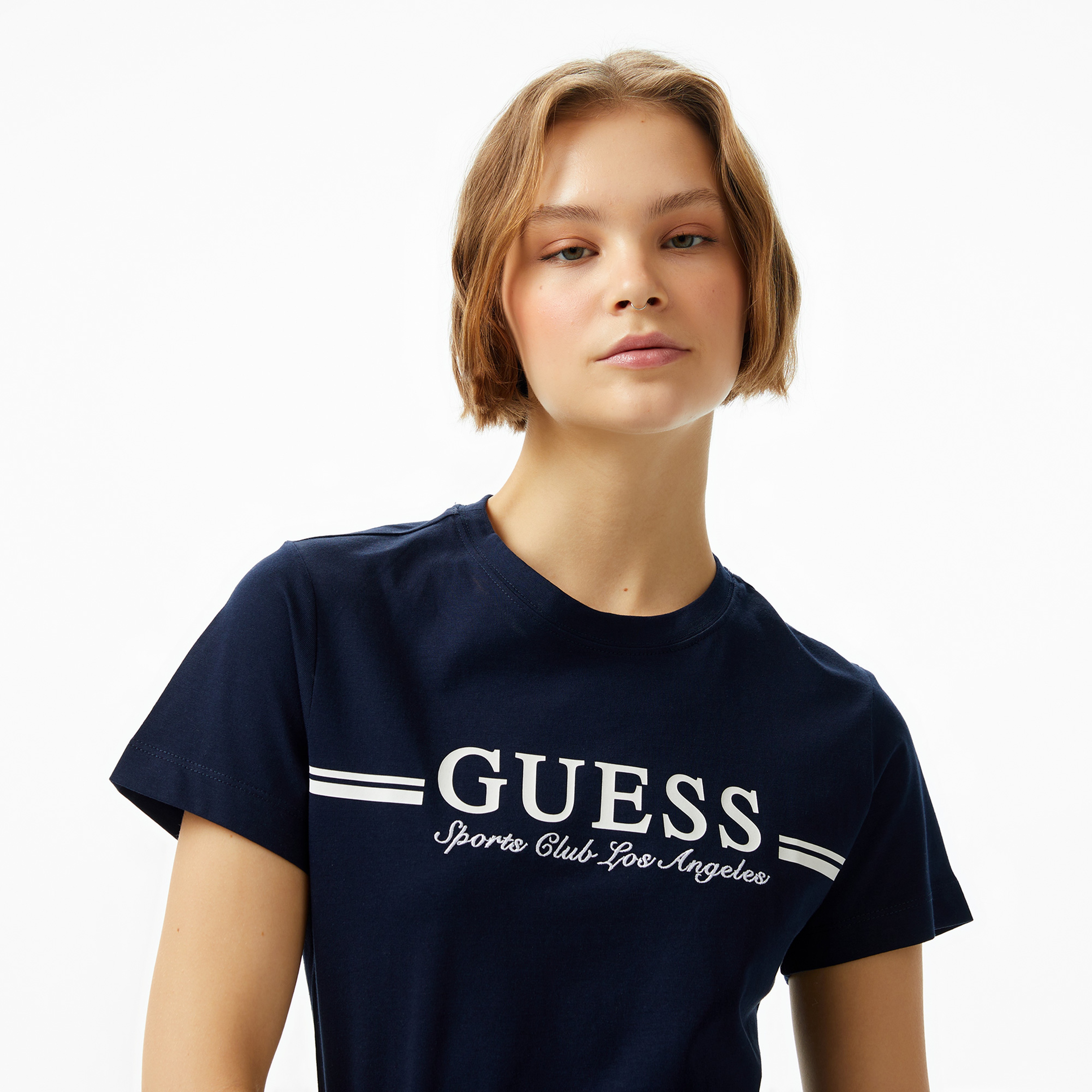 Guess Mid Organiceam 180 Kadın Lacivert T-Shirt