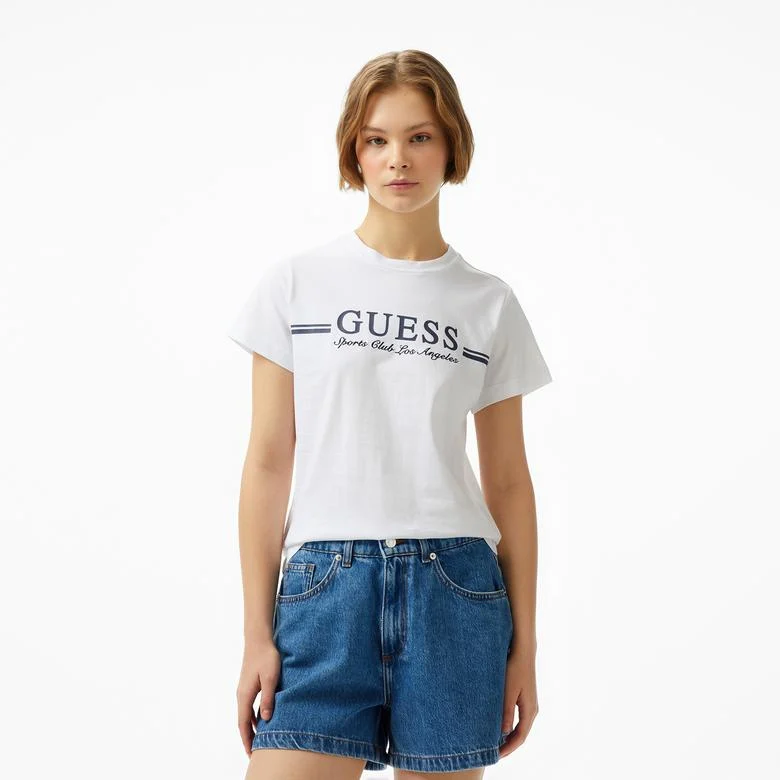 Guess Mid Organic Stream 180 Kadın Beyaz T-Shirt