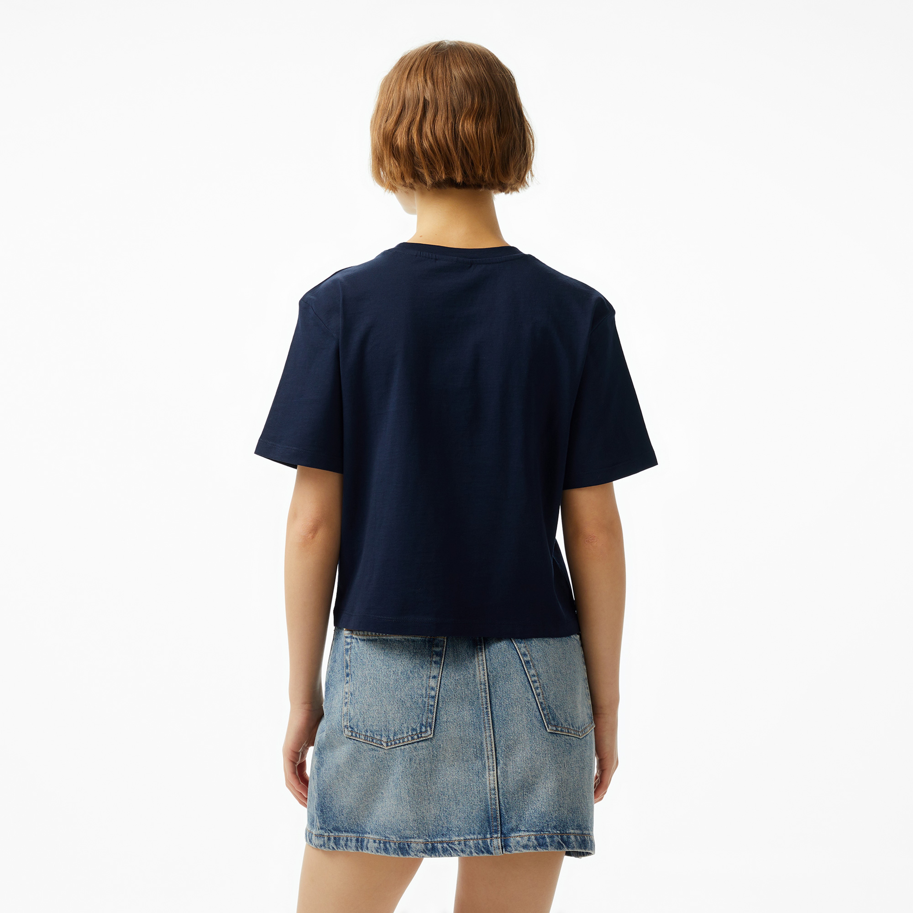 Guess Boxy Mid Organic Stream 180 Kadın Lacivert T-Shirt