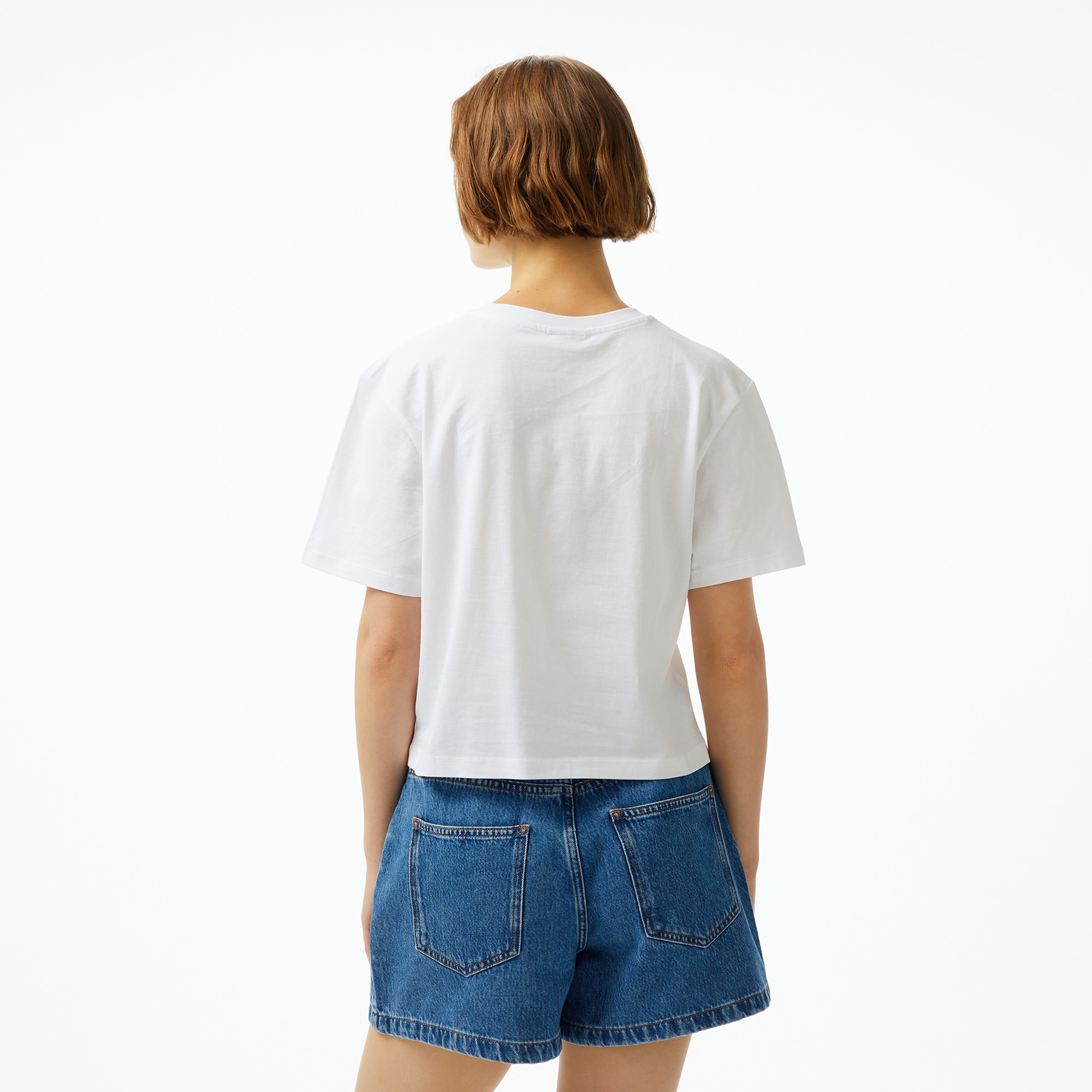 Guess Boxy Mid Organic Stream 180 Kadın Beyaz T-Shirt