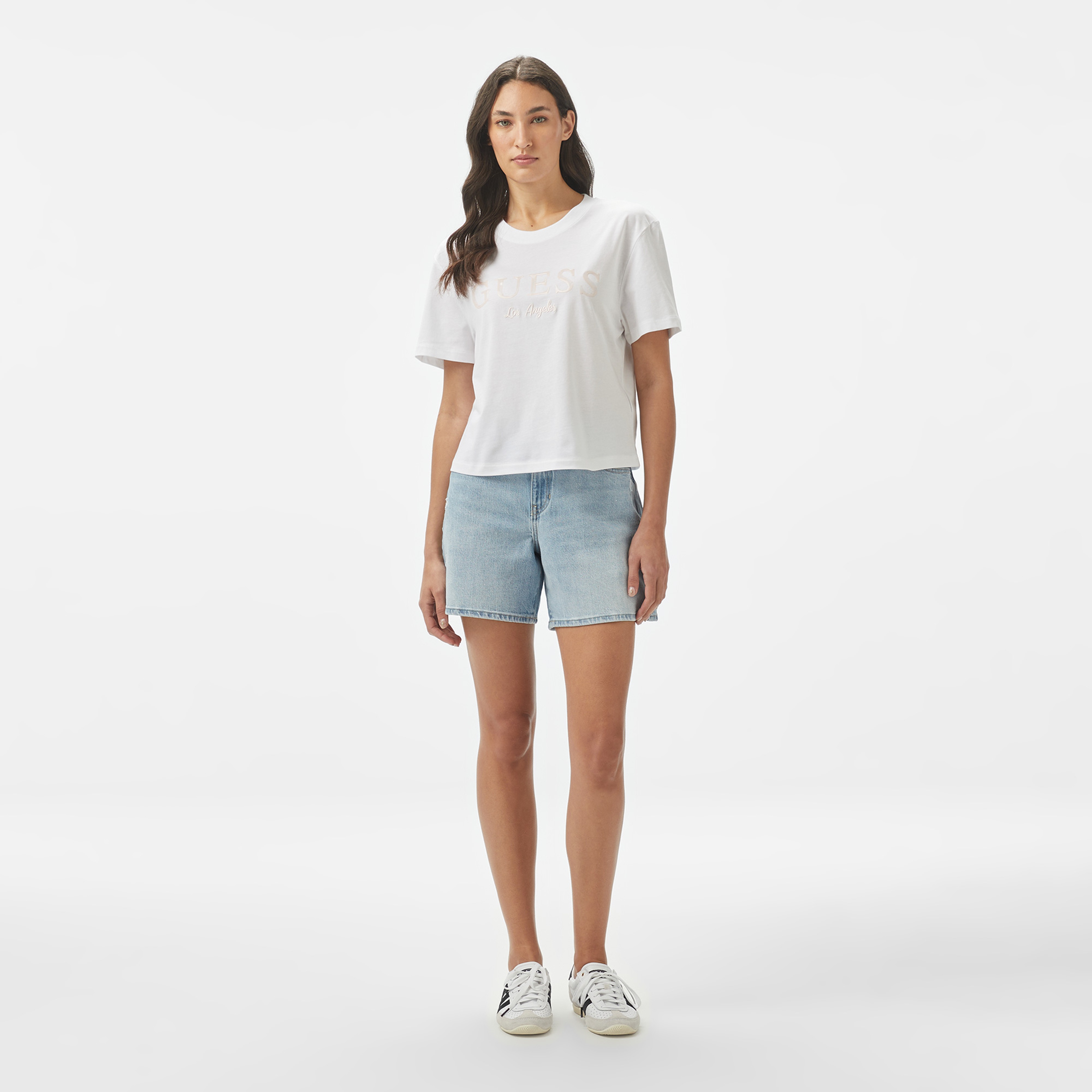 Guess Clematis Crop Kimono  Kadın Beyaz T-Shirt