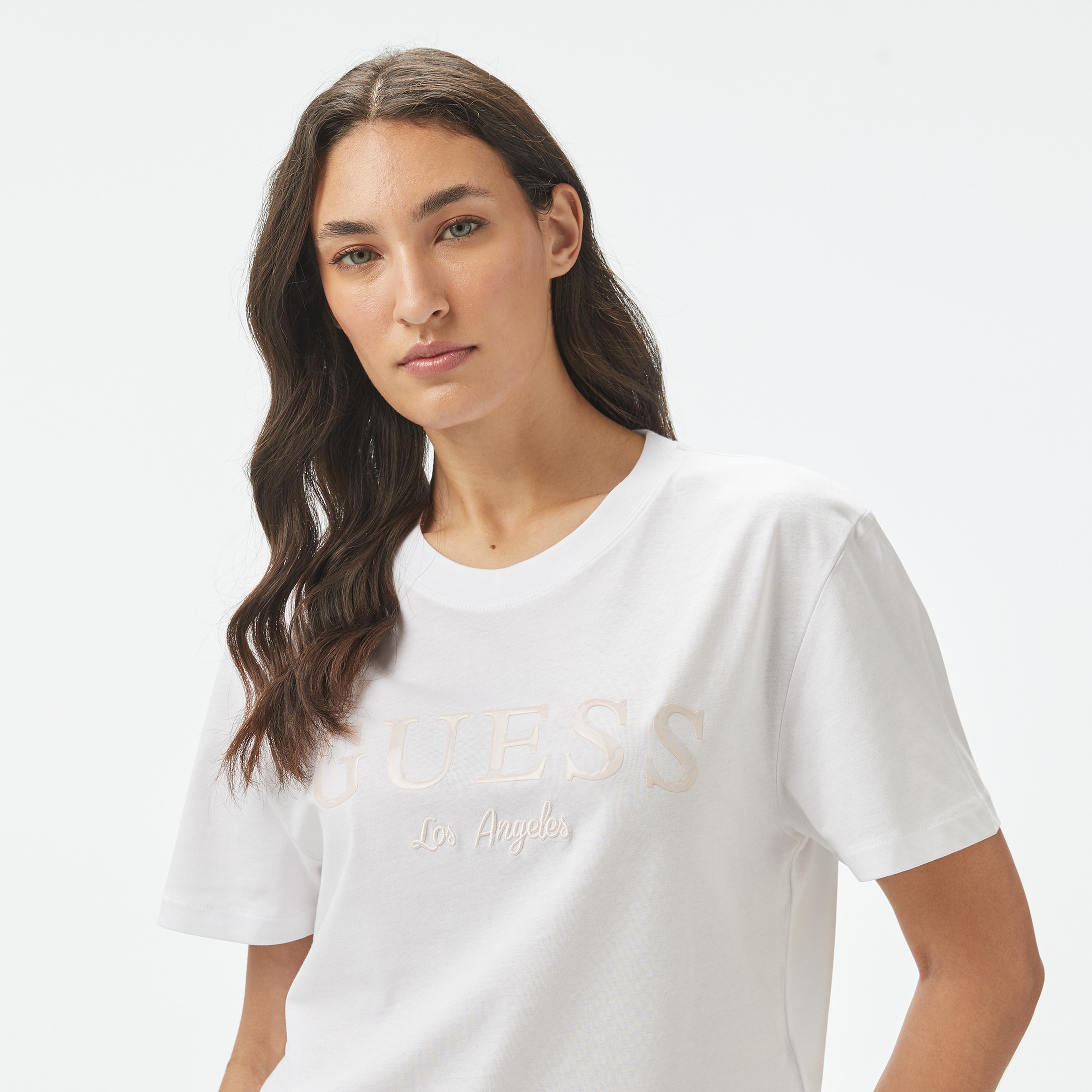 Guess Clematis Crop Kimono  Kadın Beyaz T-Shirt