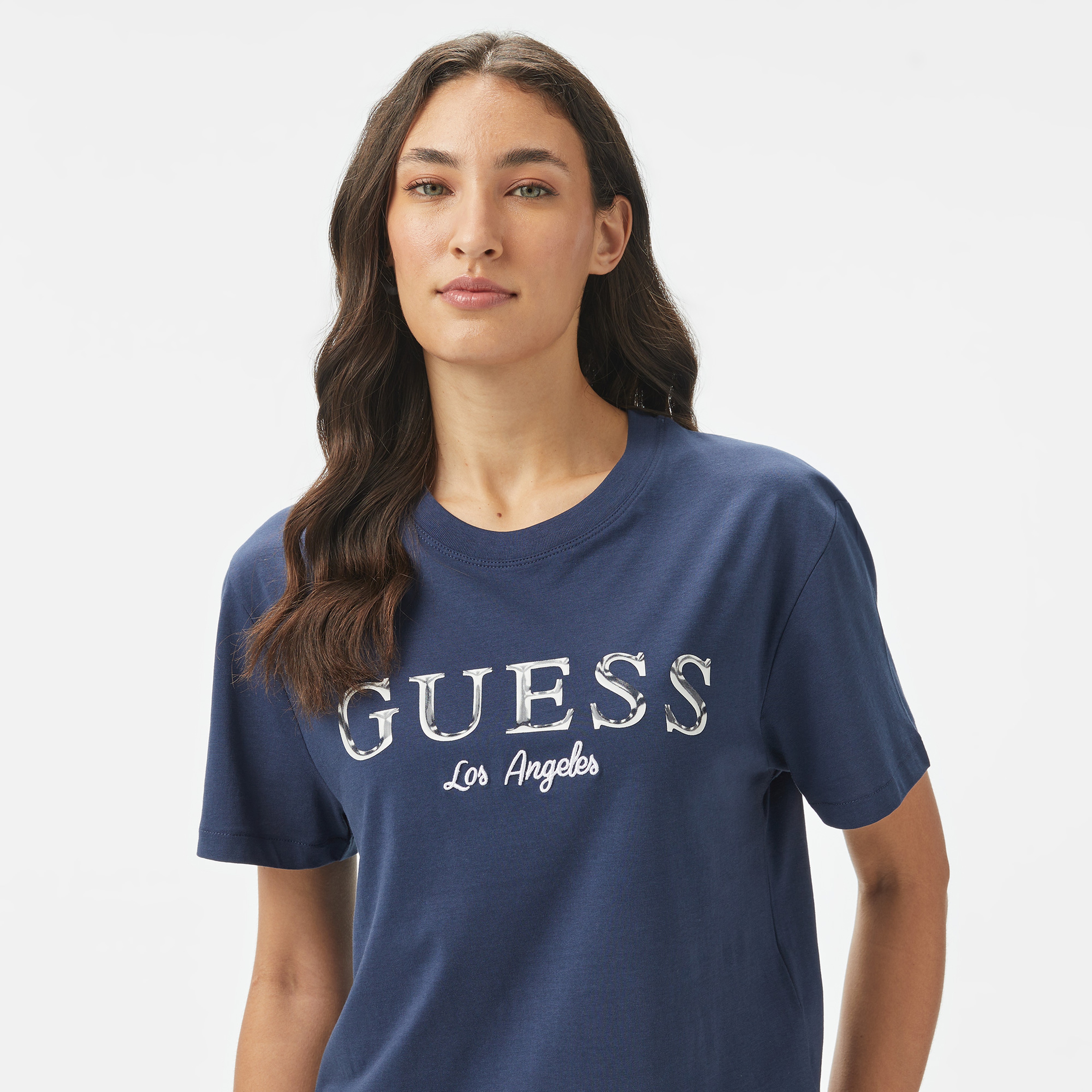 Guess Clematis Crop Kimono Kadın Mavi T-Shirt