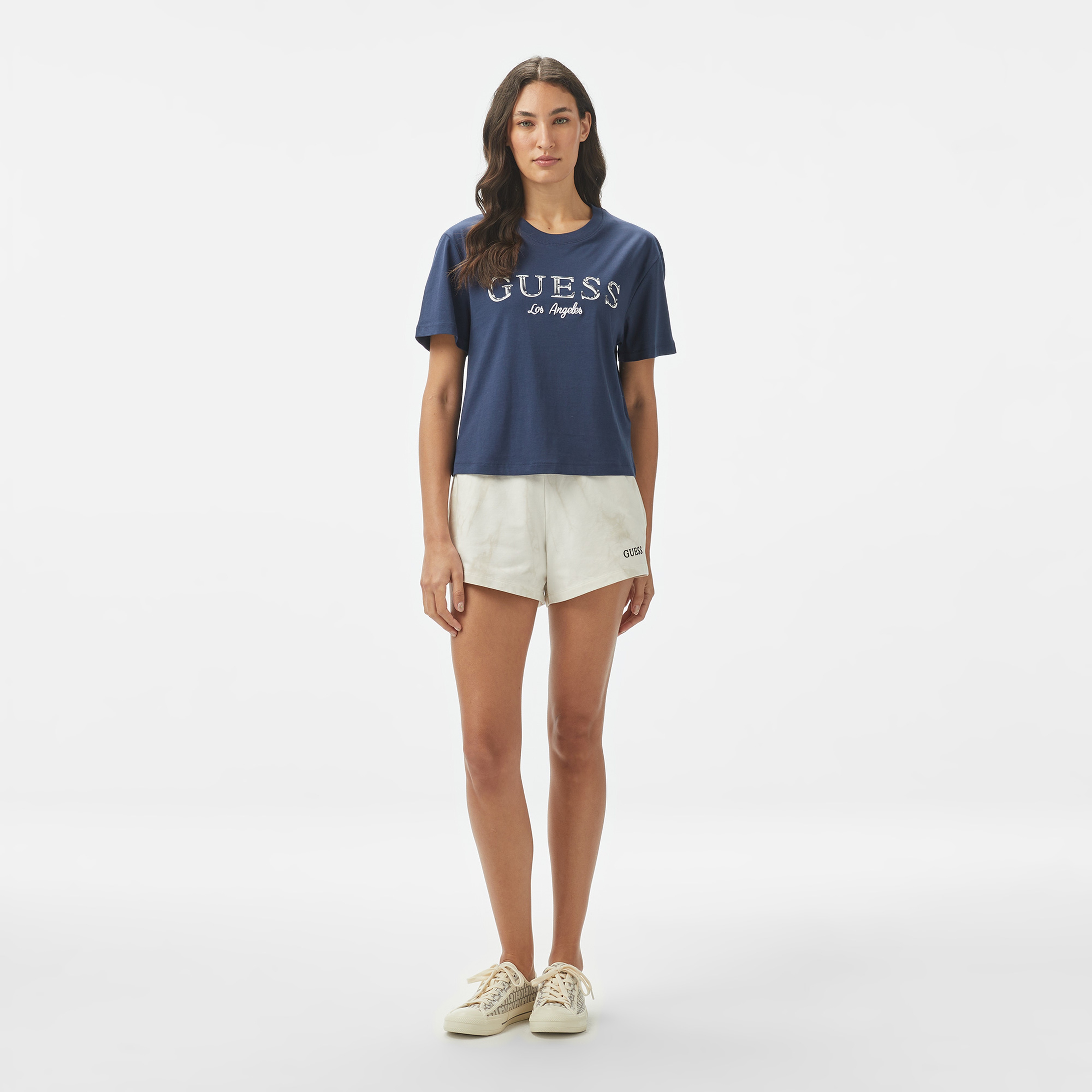 Guess Clematis Crop Kimono Kadın Mavi T-Shirt