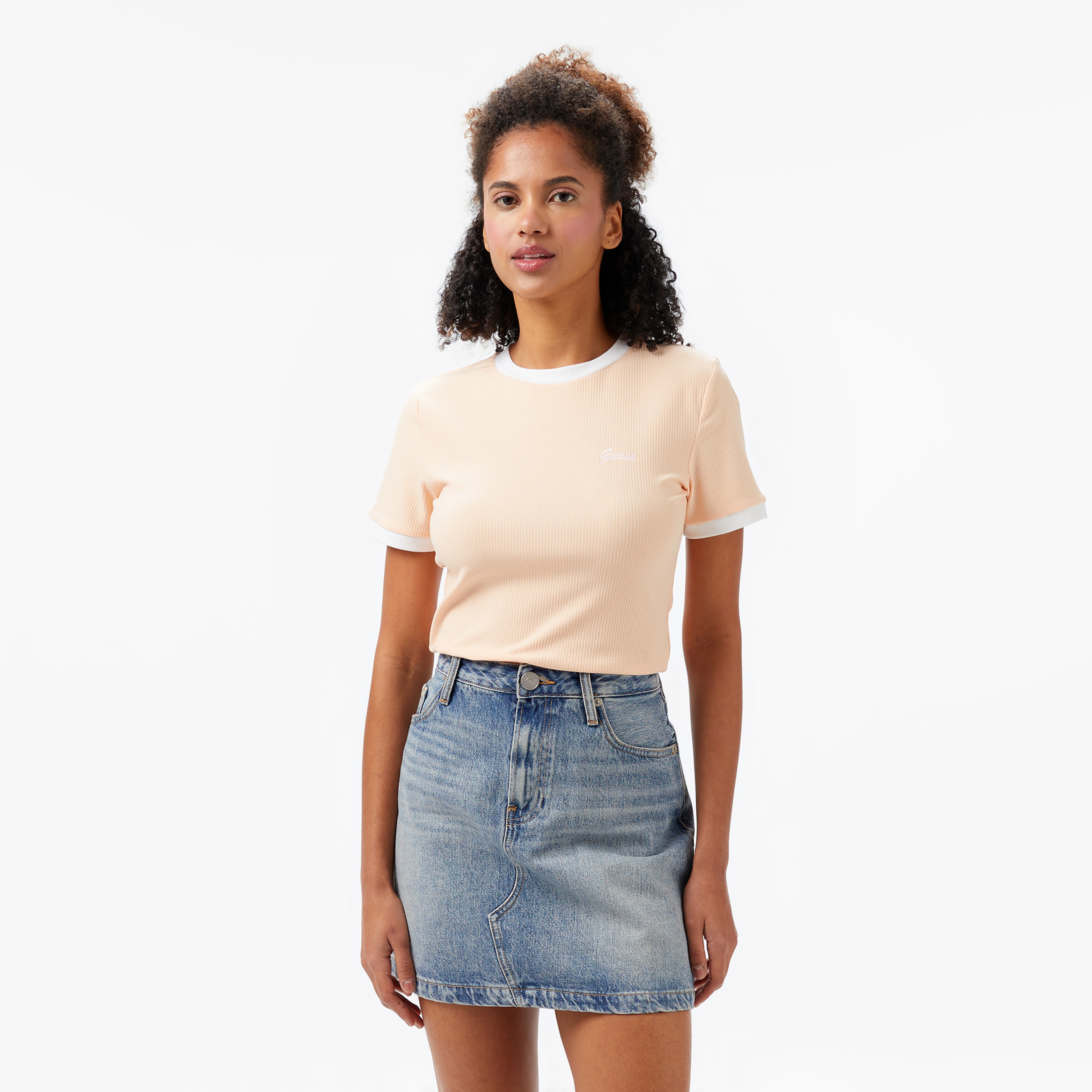 Guess Marigold Rib Eco Viscose Rib Kadın Pembe Top