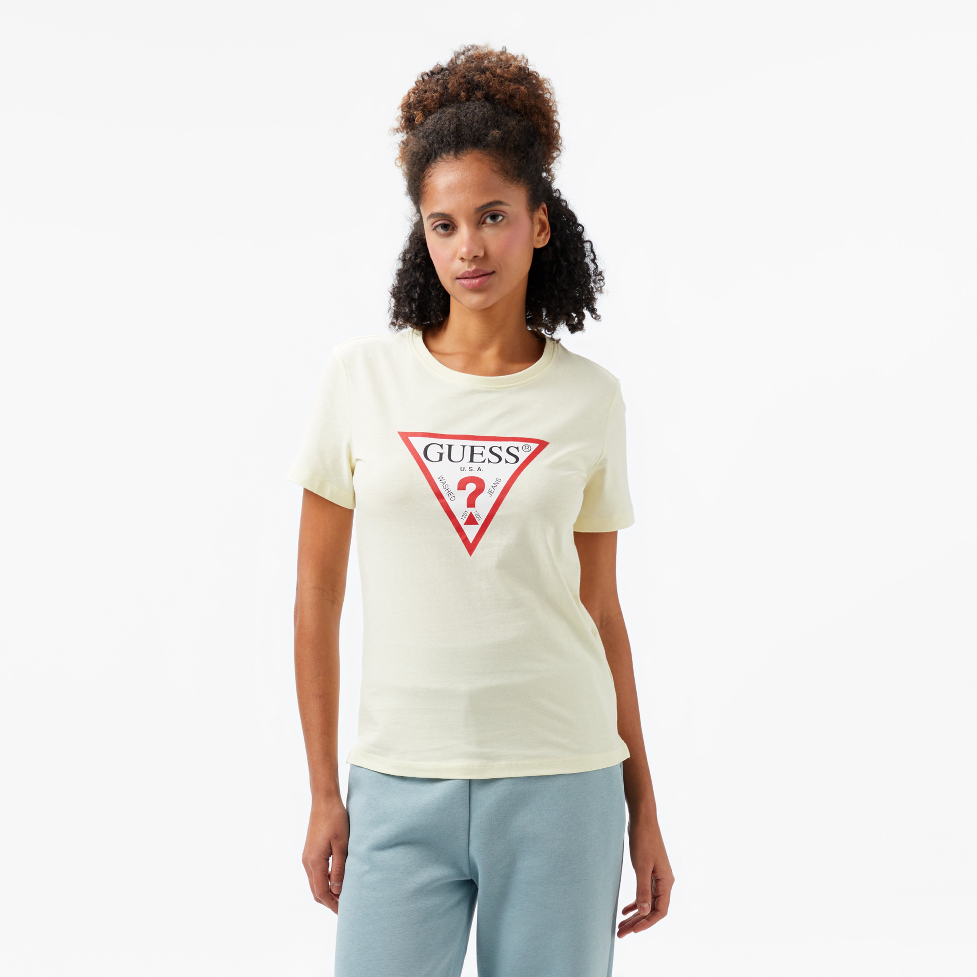 Guess Cn Original Mid Organiceam 180 Kadın Sarı T-Shirt